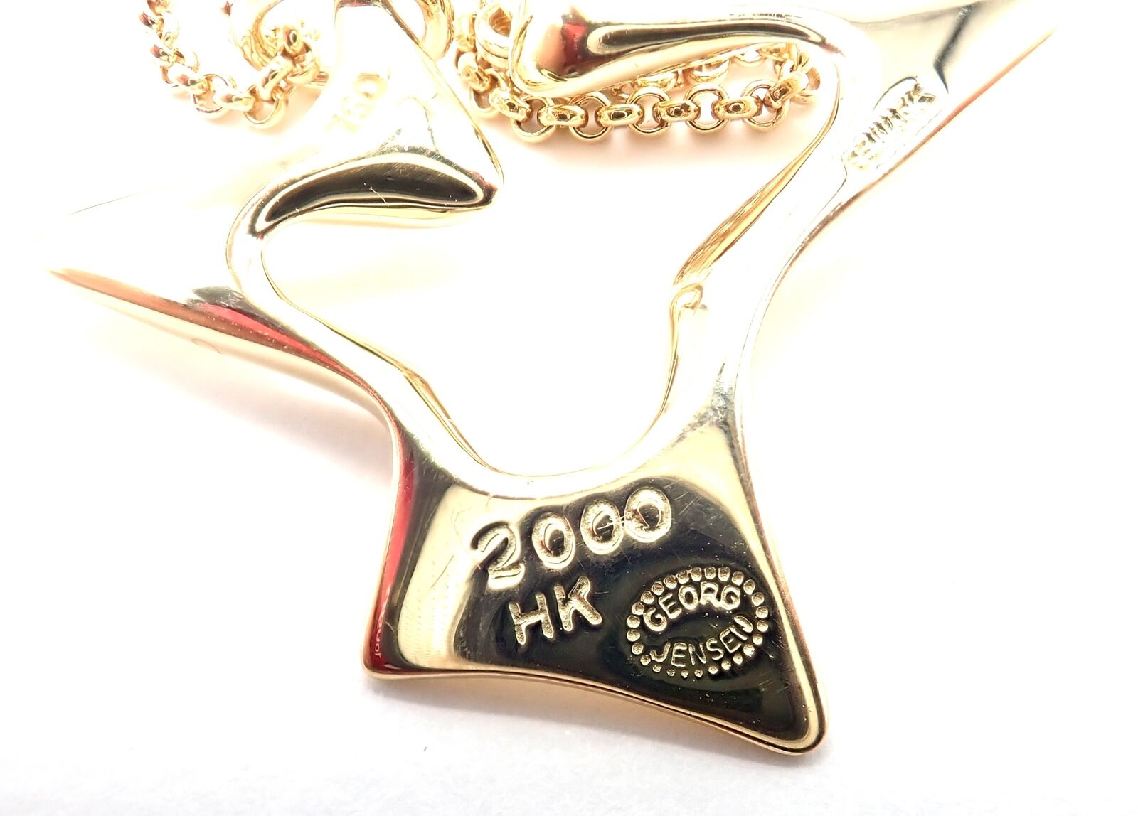 Authentic Georg Jensen 18K Yellow Gold Bird Pendant Necklace - Elegant Jewelry Gift for Women, Perfect for Weddings, Anniversaries & Special Occasions