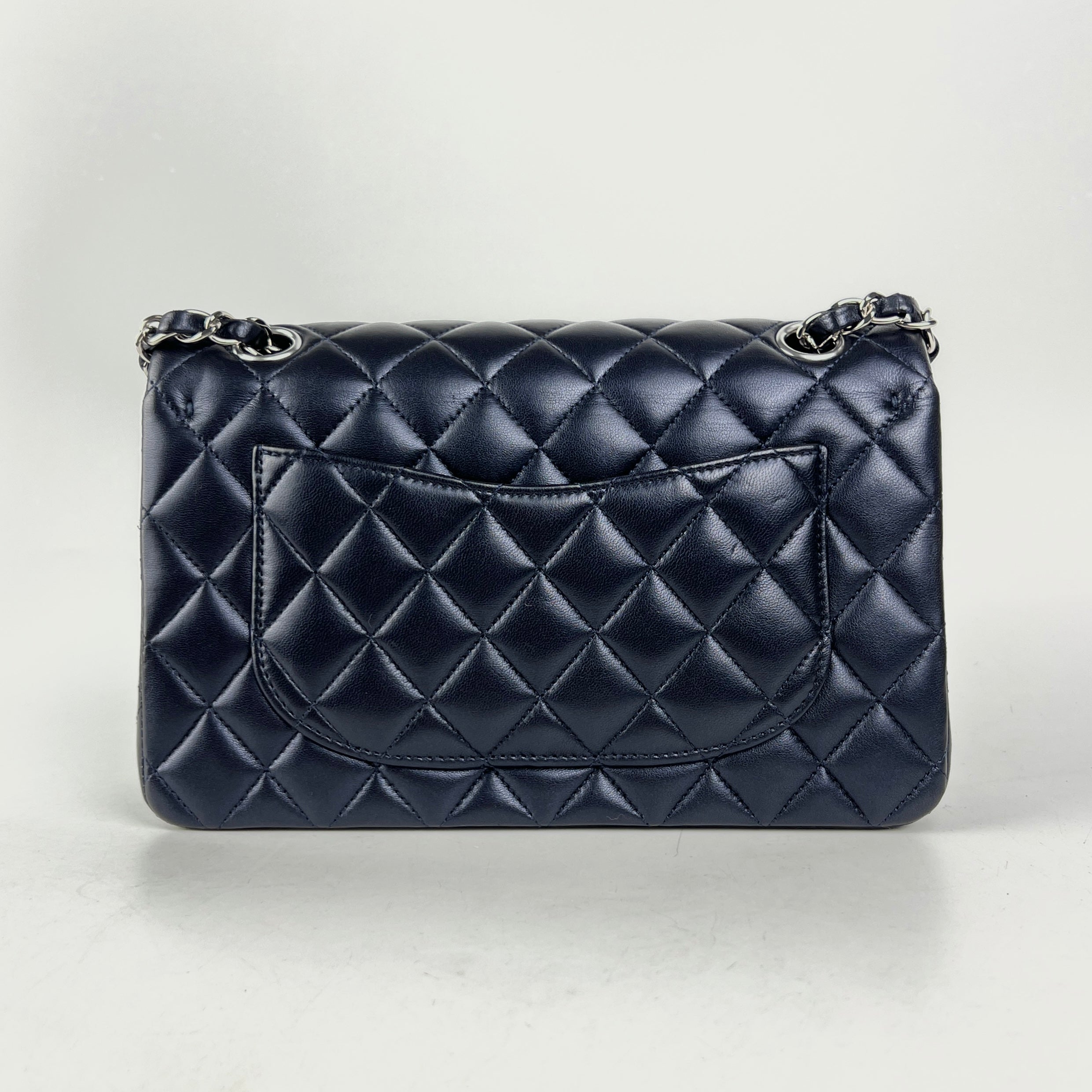 Chanel Small Double Classic Flap Bag in Metallic Navy Blue - Luxury Crossbody Purse for Women, Perfect for Evening Events & Date Nights