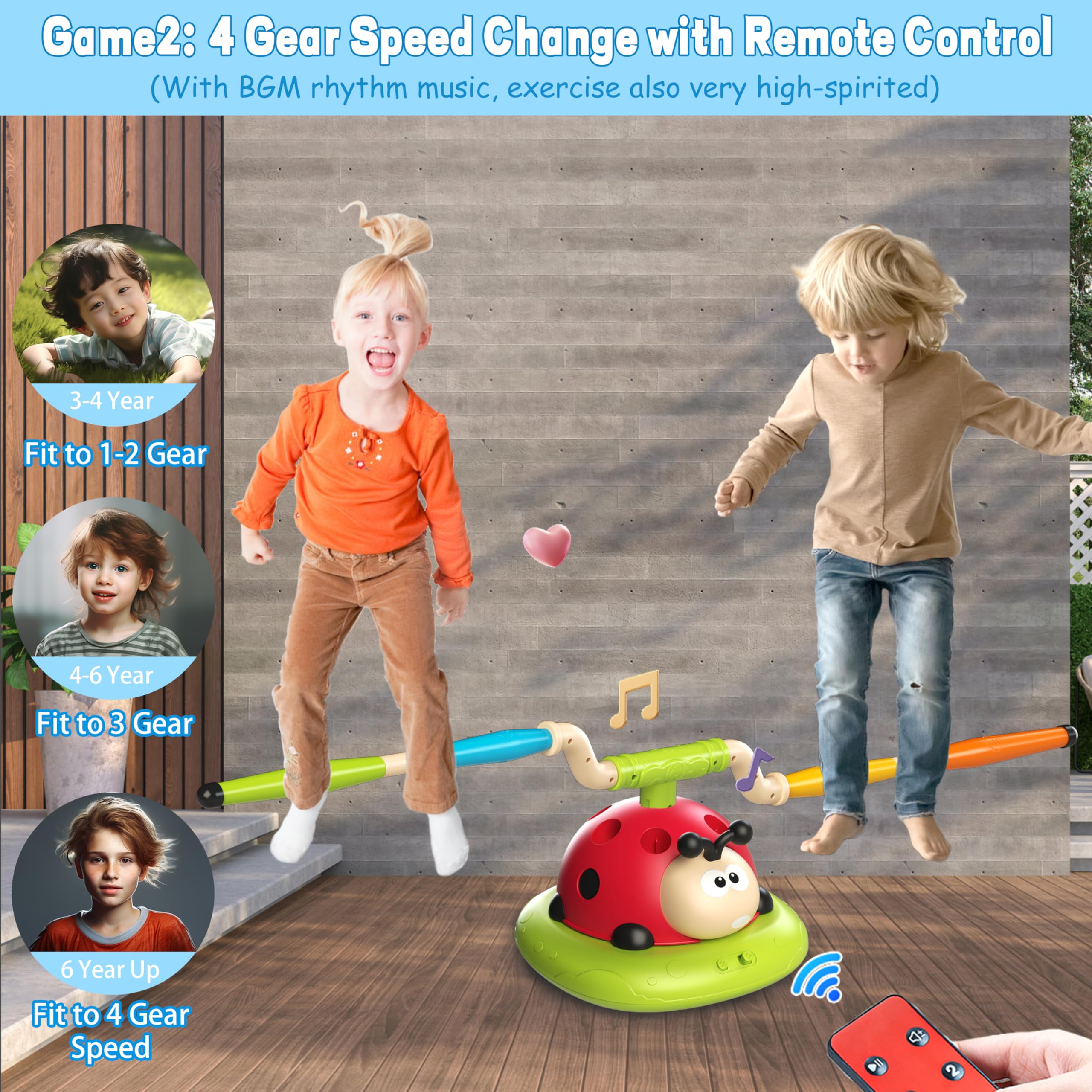 Engfa 3-in-1 Musical Jump & Toss Ring Game Set with Stomping Rocket Launcher - Outdoor Sports Toys for Kids Ages 3-8 - Perfect for Backyard Play, Birthday Gifts & Family Fun Activities