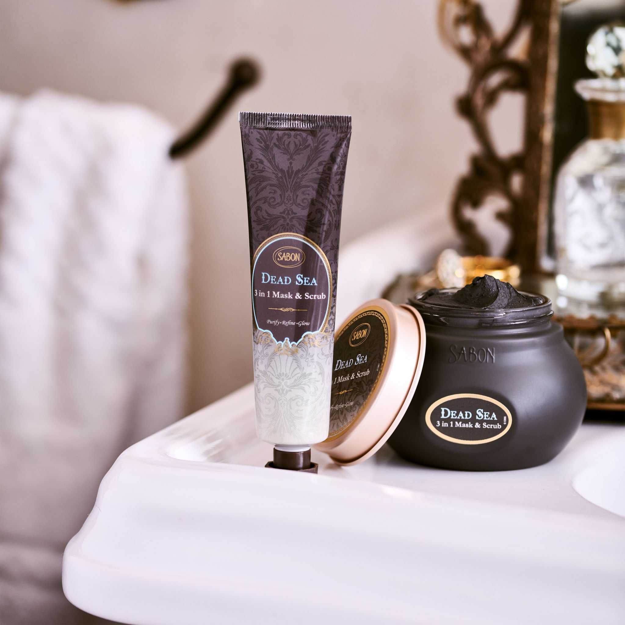3 in 1 Dead Sea Mud Mask & Scrub - 50mL Deep Cleansing Facial Treatment for Acne, Blackheads & Pores - Perfect for Spa Day & Self-Care Routine