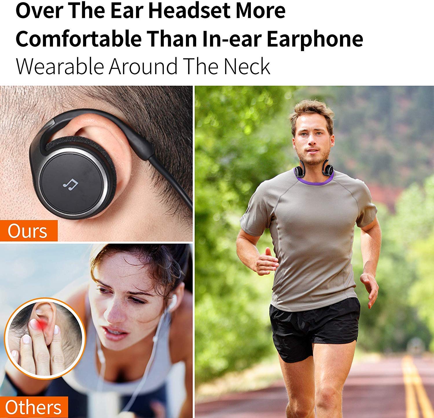 Wireless Bluetooth 5.0 Headphones with FM Radio, Sweatproof Sports Earbuds with Built-in Mic, Hands-Free Calling & TF Card Support, Lightweight Stereo Headset for iPhone & Android - Perfect for Running, Gym Workouts & Commuting