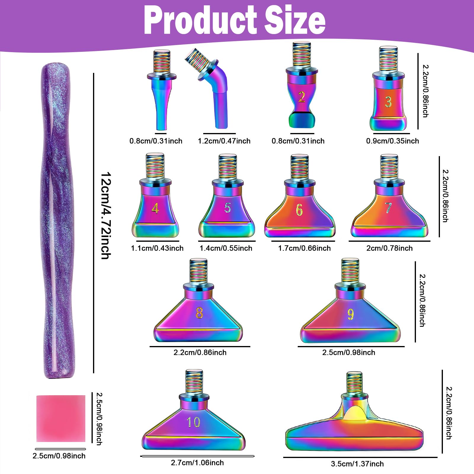 21Pcs Diamond Painting Tools Kit with Glitter Diamond Pen, Stainless Steel Tips & Multi-Placer - Ergonomic Accessories for Adults, Includes 6 Clay & Rainbow Beads - Perfect for DIY Art, Home Decor & Relaxation Therapy