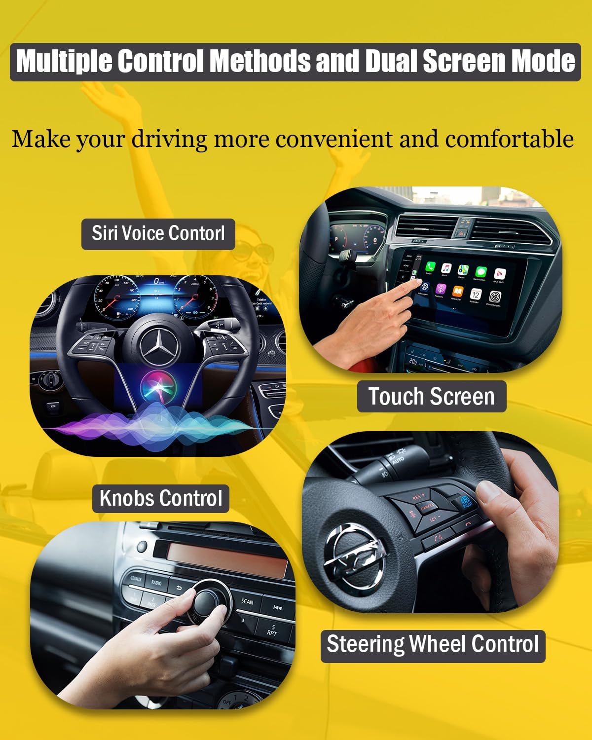 Wireless CarPlay Adapter for iPhone - Watch Netflix, YouTube, Disney+, Hulu on Car Screen | Android Auto & USB Multimedia Player | Perfect for Road Trips & Long Commutes