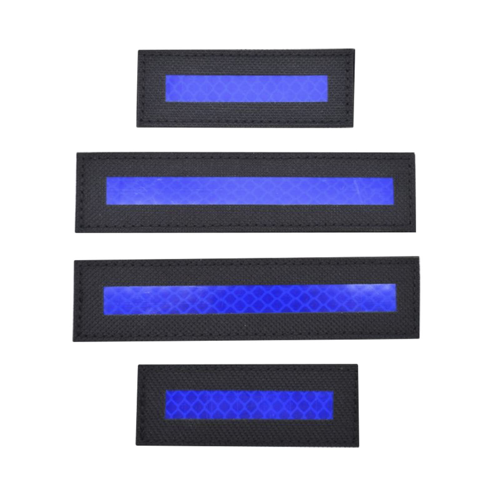 High Visibility Reflective Hook & Loop Patches for Jackets, Tactical Gear & Dog Harnesses - 4 Pack Safety Strips (Blue) - Ideal for Firefighters, Night Running & Outdoor Safety