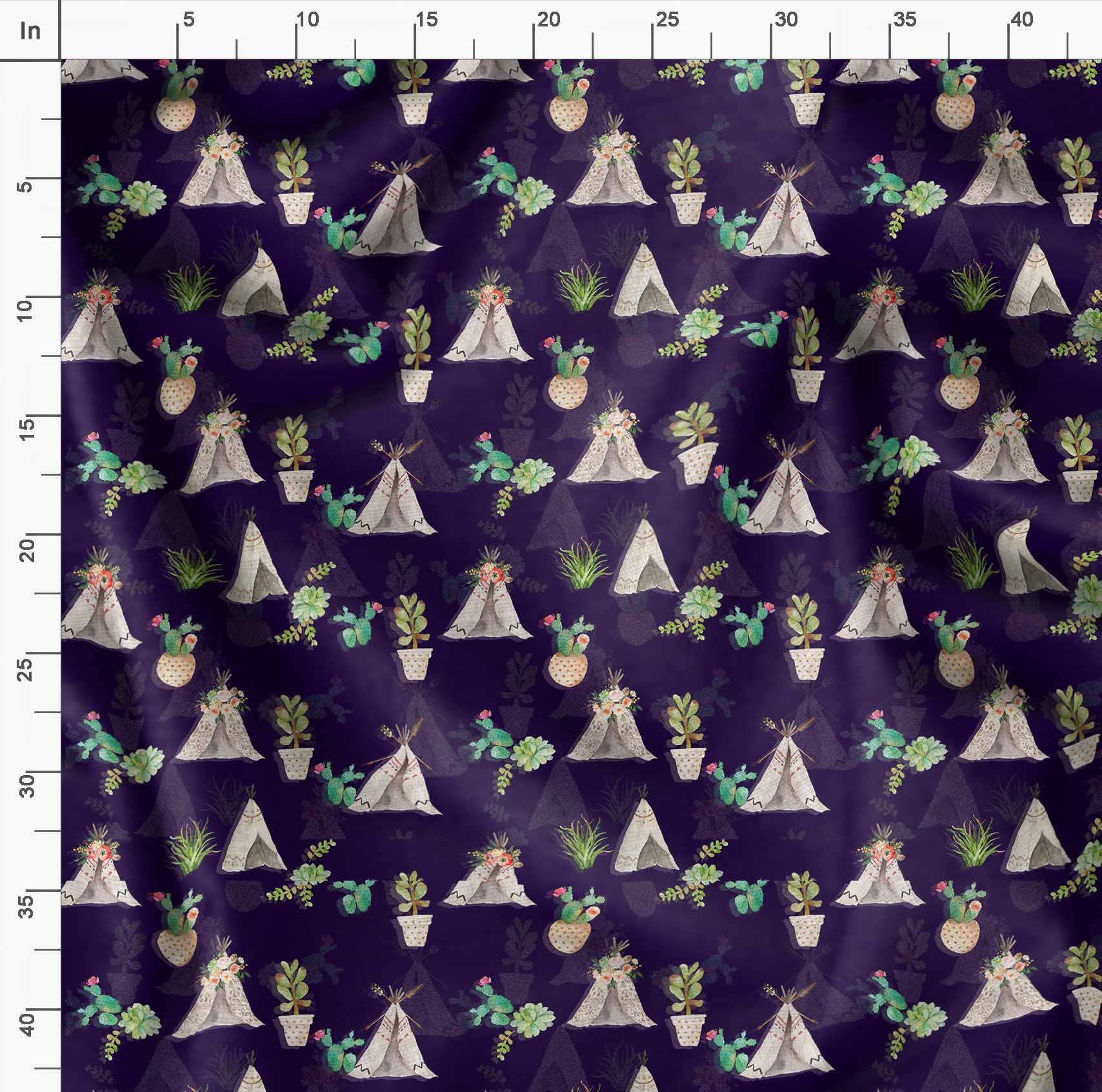 Soimoi Moss Georgette Purple Fabric by The Yard - 42 Inch Wide Southwestern Cactus Print Textile for Dresses, Curtains & Home Decor | Stylish Printed Fabric for DIY Sewing Projects