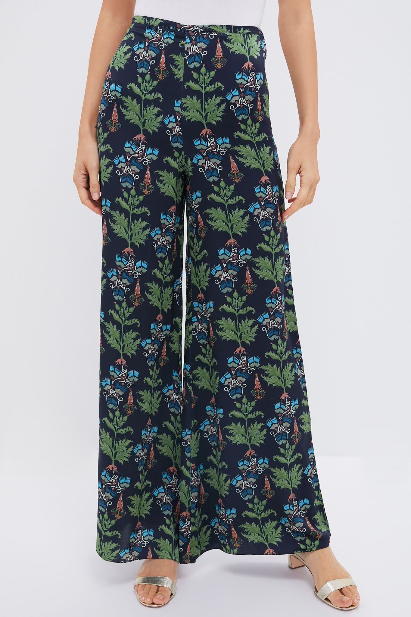 Blue Persian Botanic Blair Pants - Women's Floral Print Lounge Pants for Yoga, Meditation & Home Relaxation
