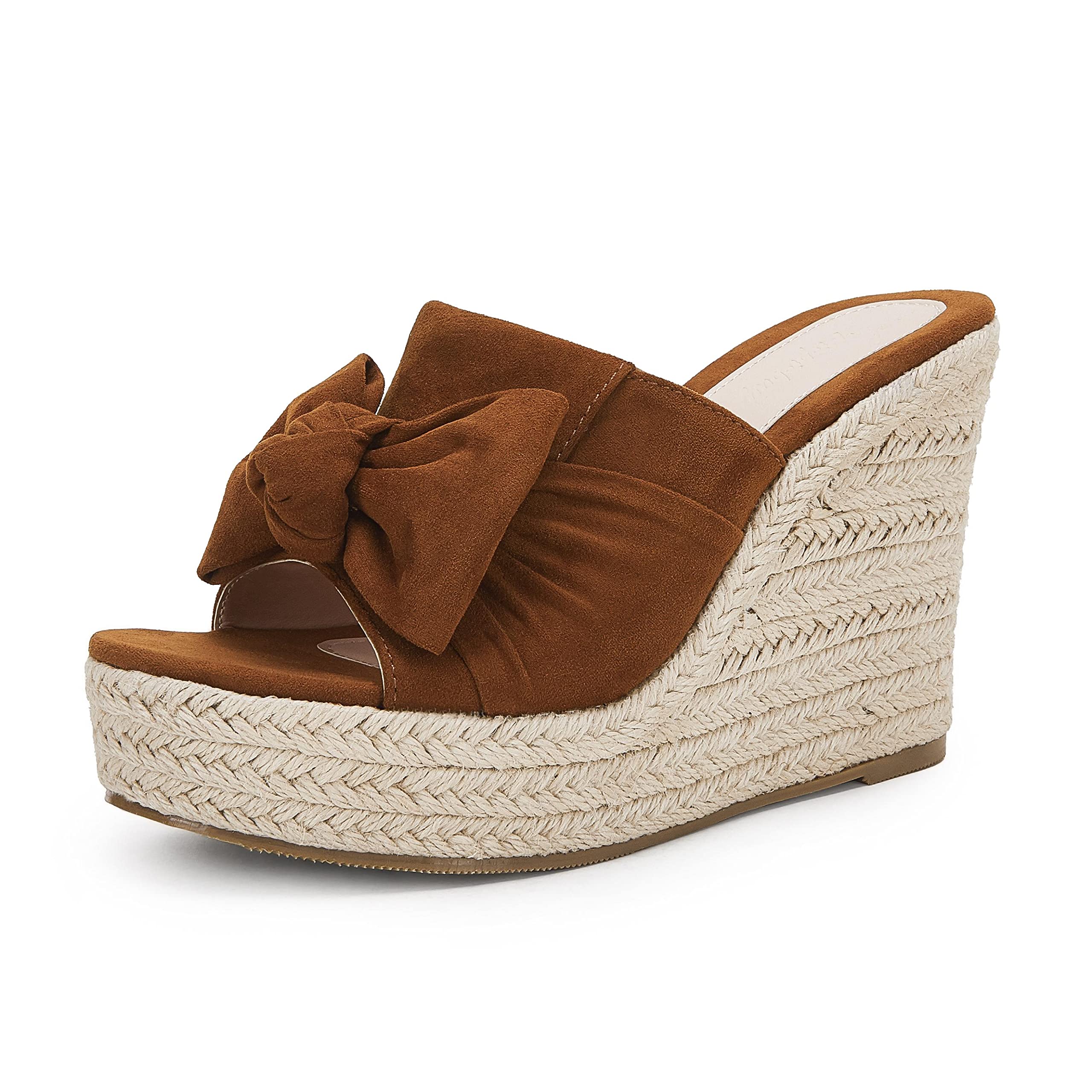 PiePieBuy Women's Platform Wedge Sandals - Slip On Espadrilles with Bow Tie & Open Toe | Comfortable Summer Slides for Beach, Vacation & Casual Outings