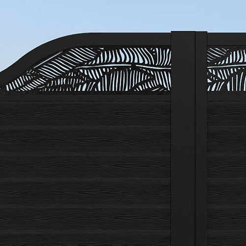 Classic Black Feather Curved Top Driveway Gate with Screen - Elegant & Durable Driveway Entrance Solution for Homes & Estates