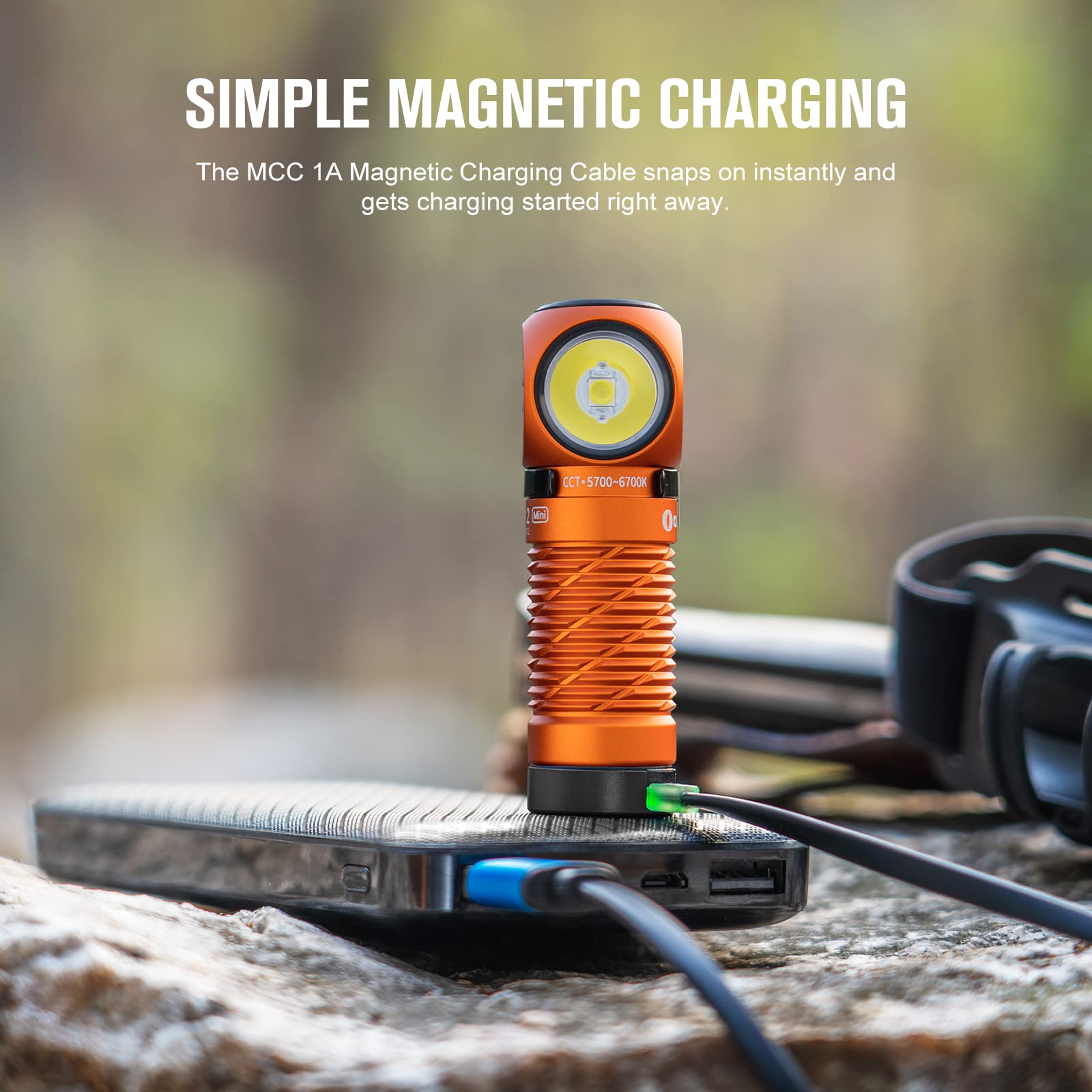 Olight Perun 2 Mini Rechargeable Headlamp - 1100 Lumens White LED & Red Light, Compact Right Angle Flashlight for Camping, Hiking, Running, Working (Orange) | Perfect for Outdoor Adventures, Night Jogging, and Emergency Repairs