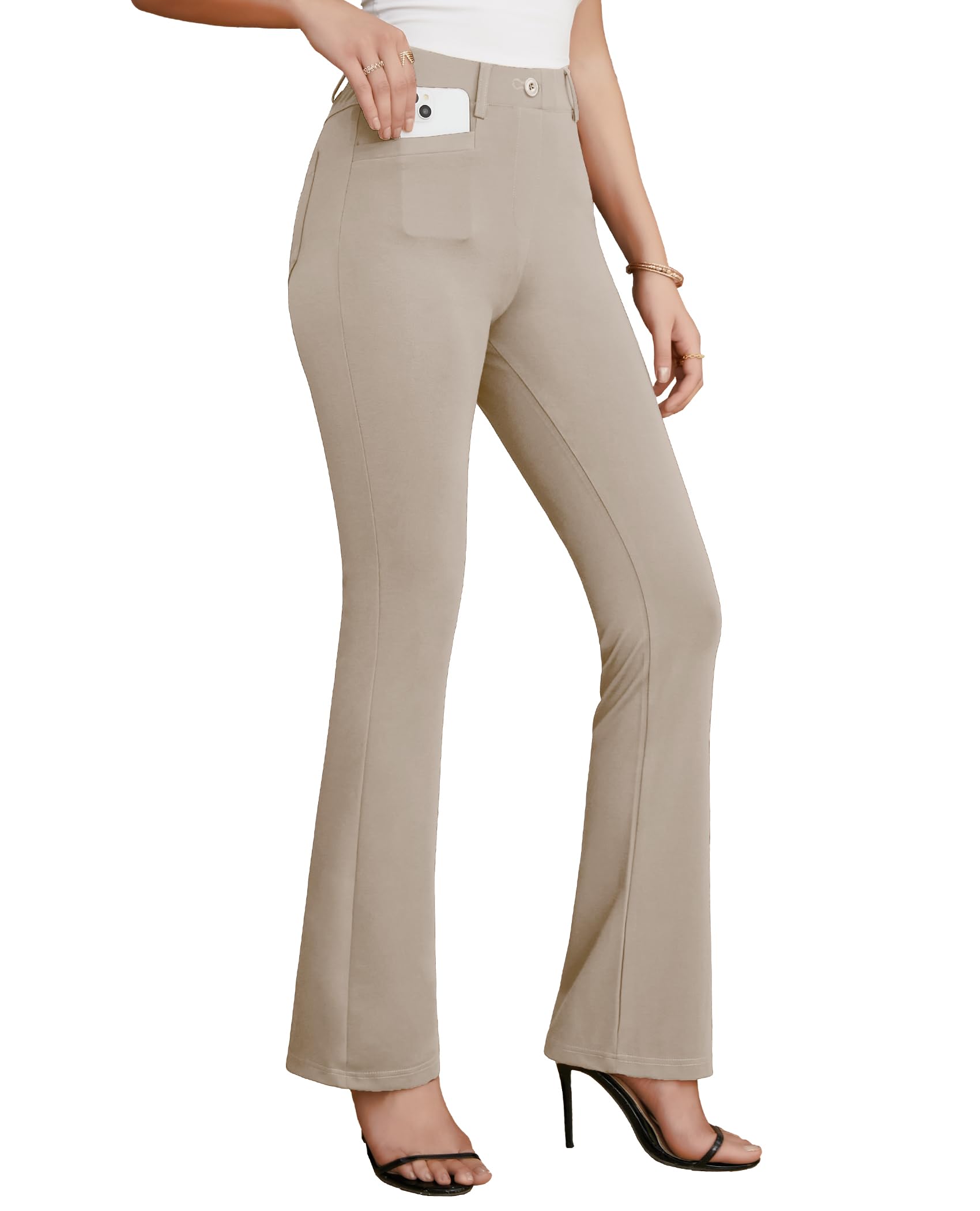 Siliteelon Women's Dress Pants - Bootcut Yoga Work Pants for Business Casual & Office Wear, High Waisted Pull On Trousers - Perfect for Professional Meetings, Office Outfits & Smart Casual Occasions