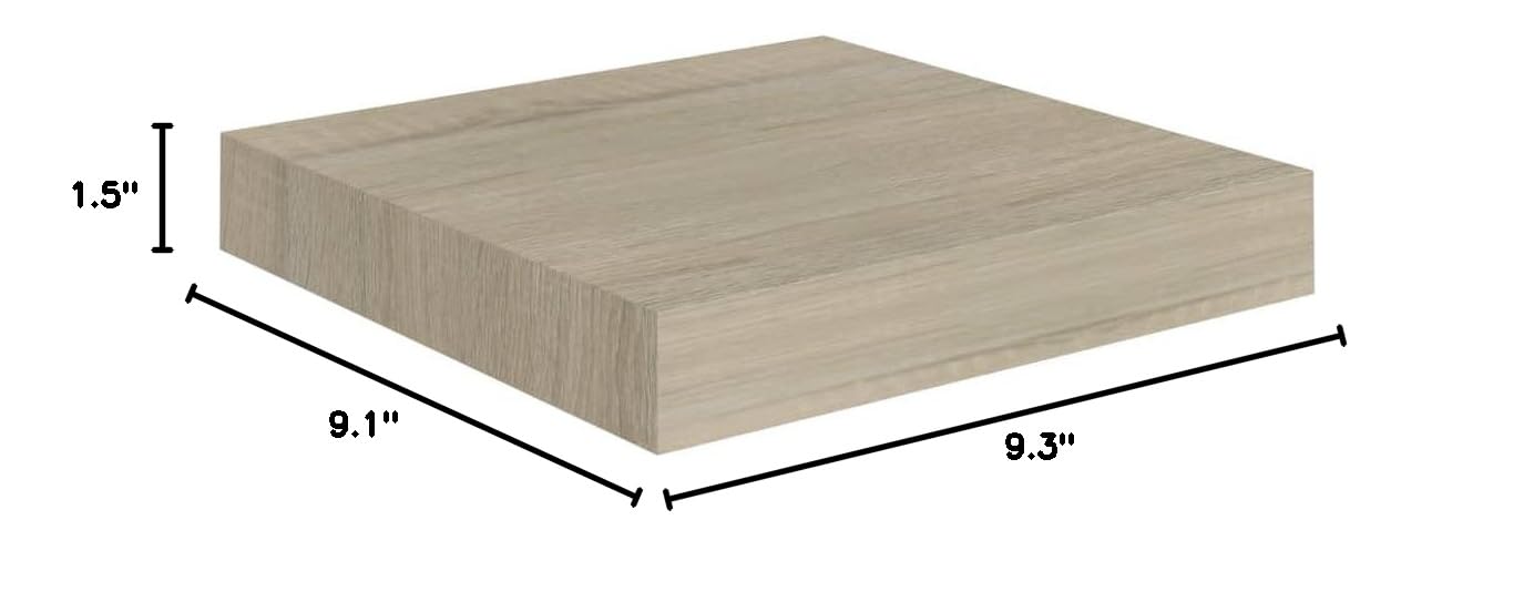 Modern Floating Wall Shelf Set - Oak MDF Wall Mounted Display & Storage Shelves (9.1