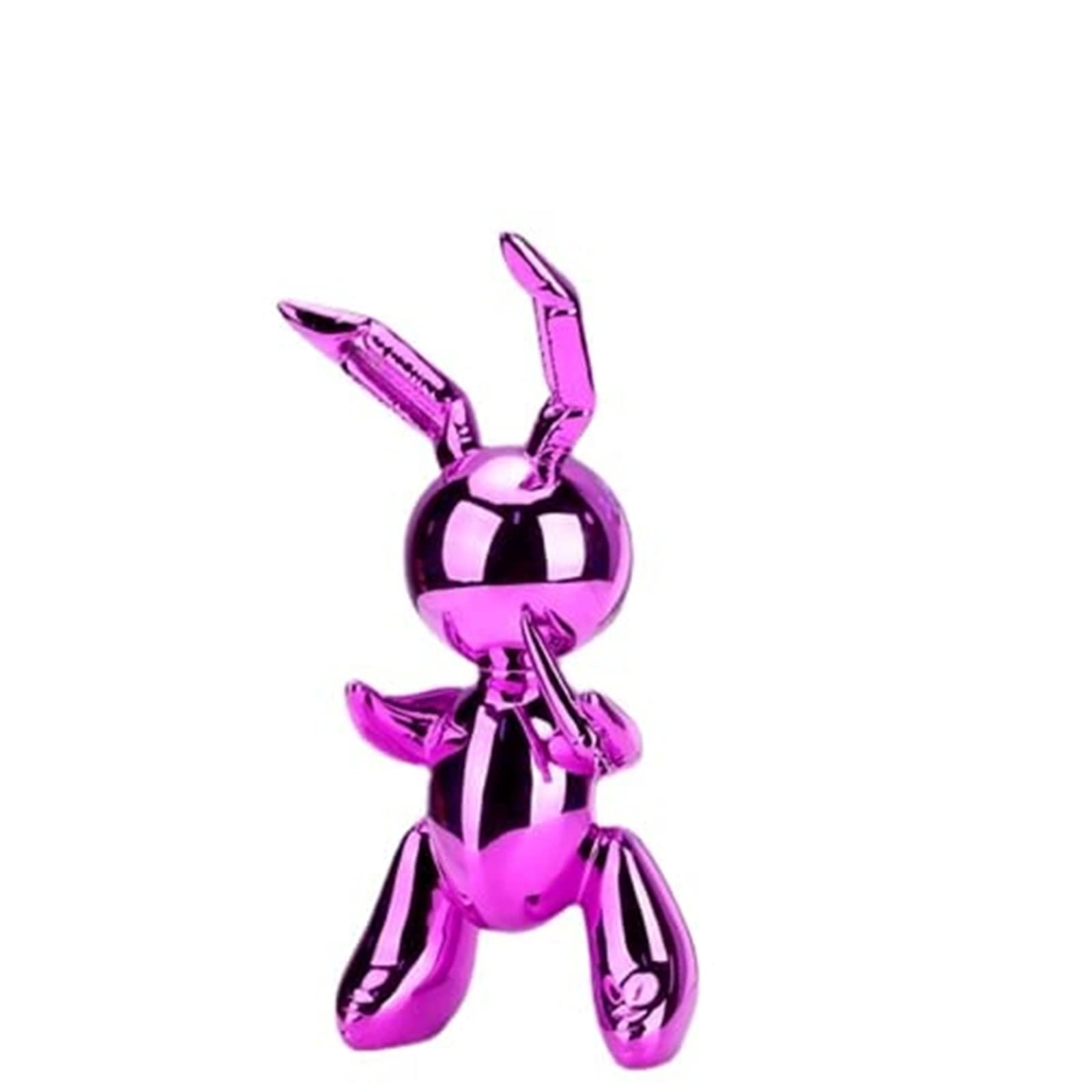 Elegant Resin Electroplated Balloon Rabbit Statue - Cute Animal Ornament for Home Decor, Table Centerpiece, Birthday Gift (Fuchsia, 8.27 Inch) | Perfect for Nursery Decor, Easter Celebrations & Luxury Home Styling