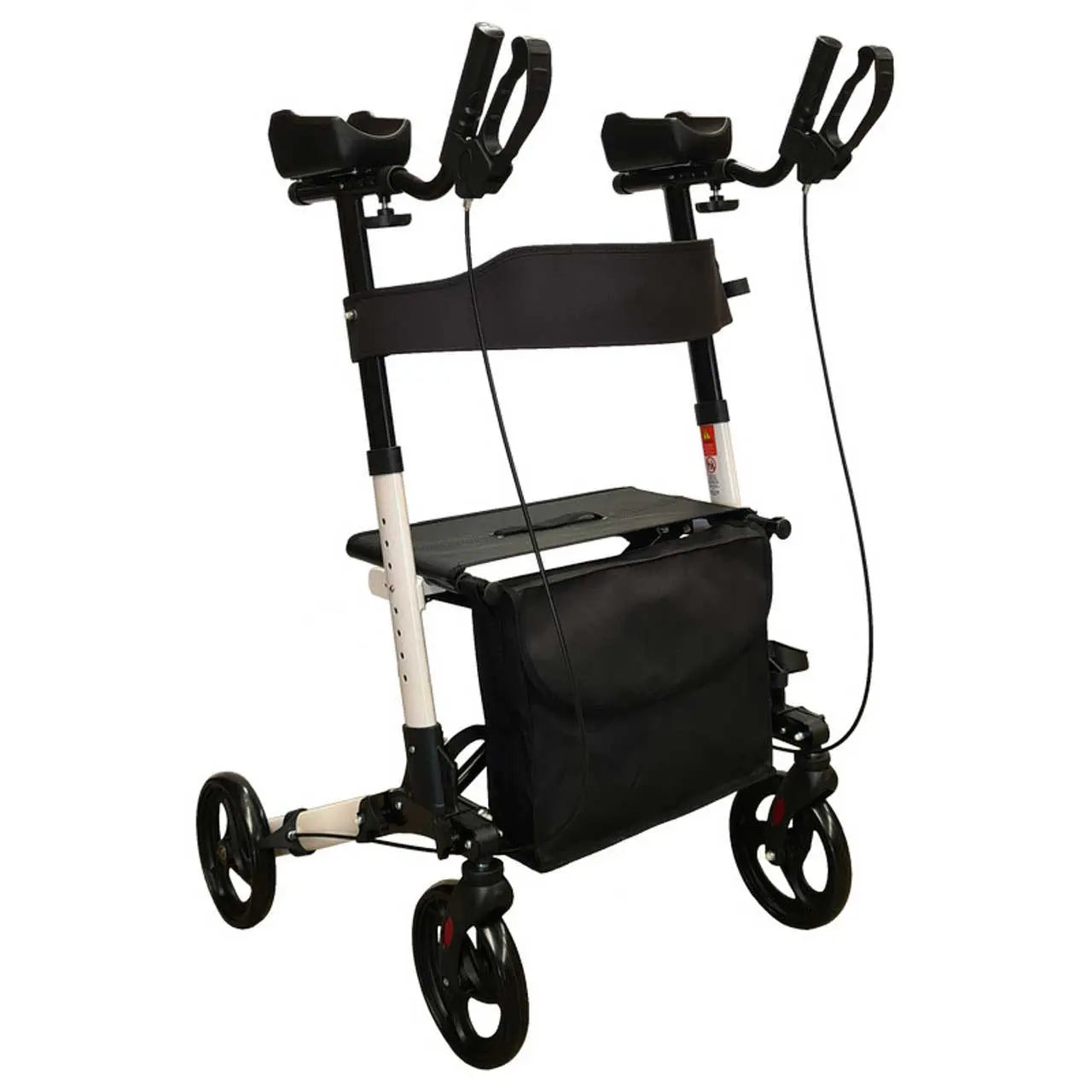 CalCare Four Wheel Walker with Gutter Arm - Lightweight Mobility Rollator for Seniors & Adults - Foldable Walking Aid with Seat & Basket - Ideal for Indoor & Outdoor Use