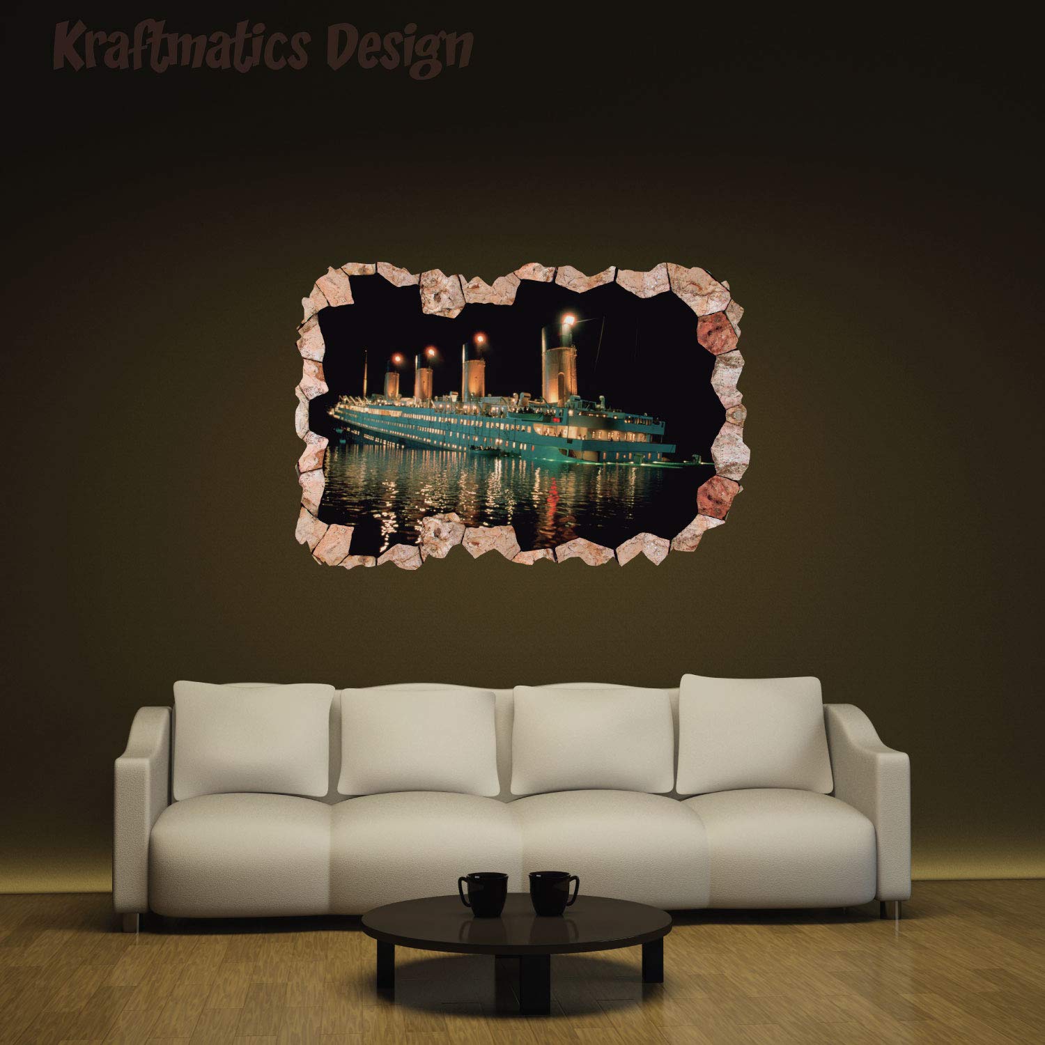 Titanic 3D Wall Decal Sticker - Premium Peel & Stick Vinyl Art for Home, Car & Laptop Decor - Perfect for Bedroom, Living Room, Office & Vehicle Decoration