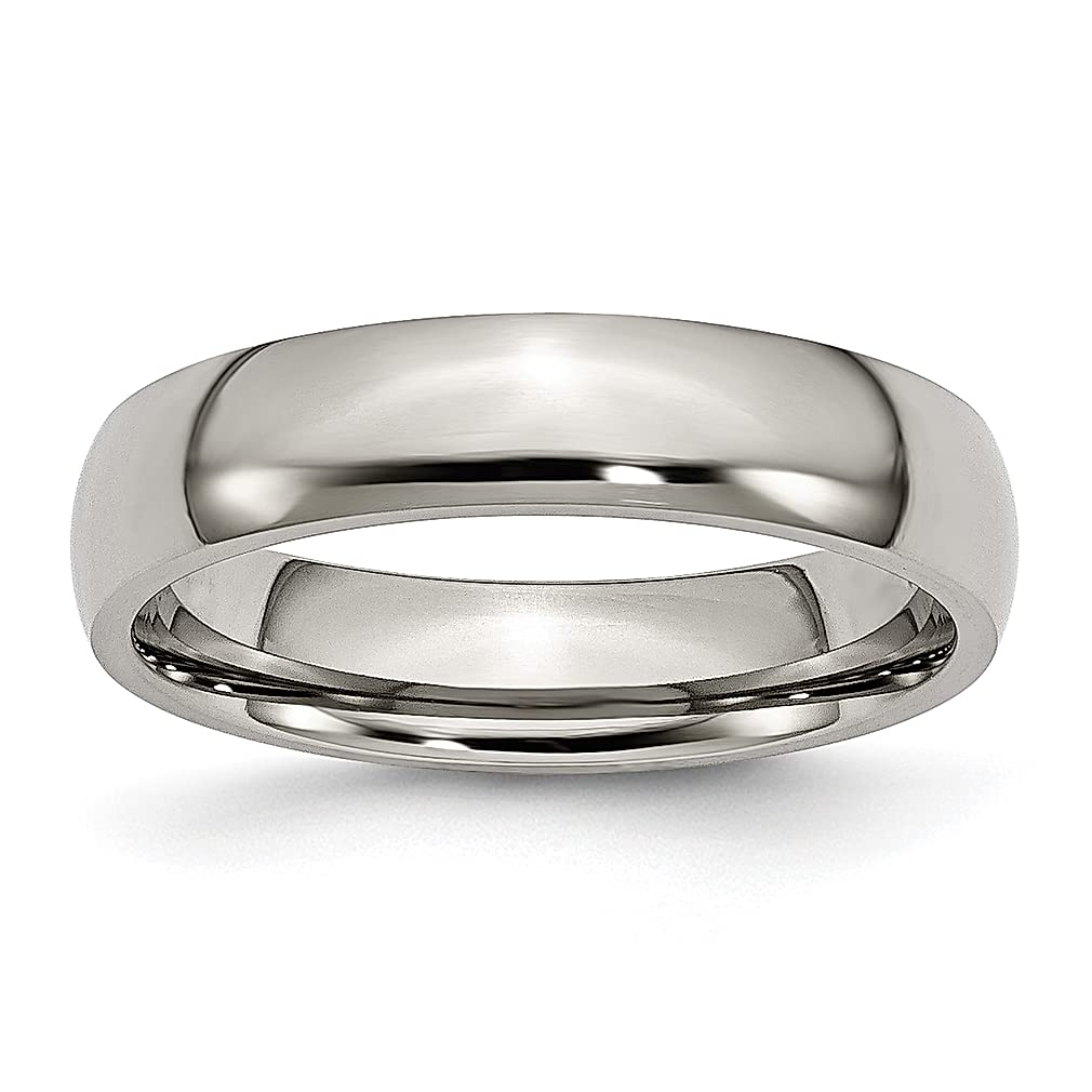 ICE CARATS Titanium 5mm Half Round Band Ring for Men - Classic Domed Wedding Jewelry, Durable & Hypoallergenic - Perfect Gift for Dad, Husband & Him (Ideal for Weddings, Anniversaries & Everyday Wear)