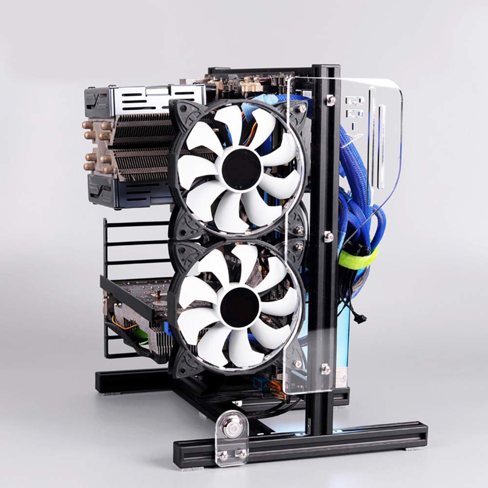 ATX/M-ATX/ITX Open Frame PC Case - Aluminum Vertical Test Bench for Water Cooling & Overclocking | DIY Computer Chassis Bracket for Gaming Rigs & Workstations (Black)