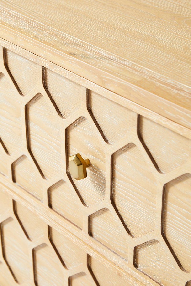 Sand-Colored Carved Textured Trellis TV Stand | Modern Entertainment Center for Living Room, Home Theater & Media Storage