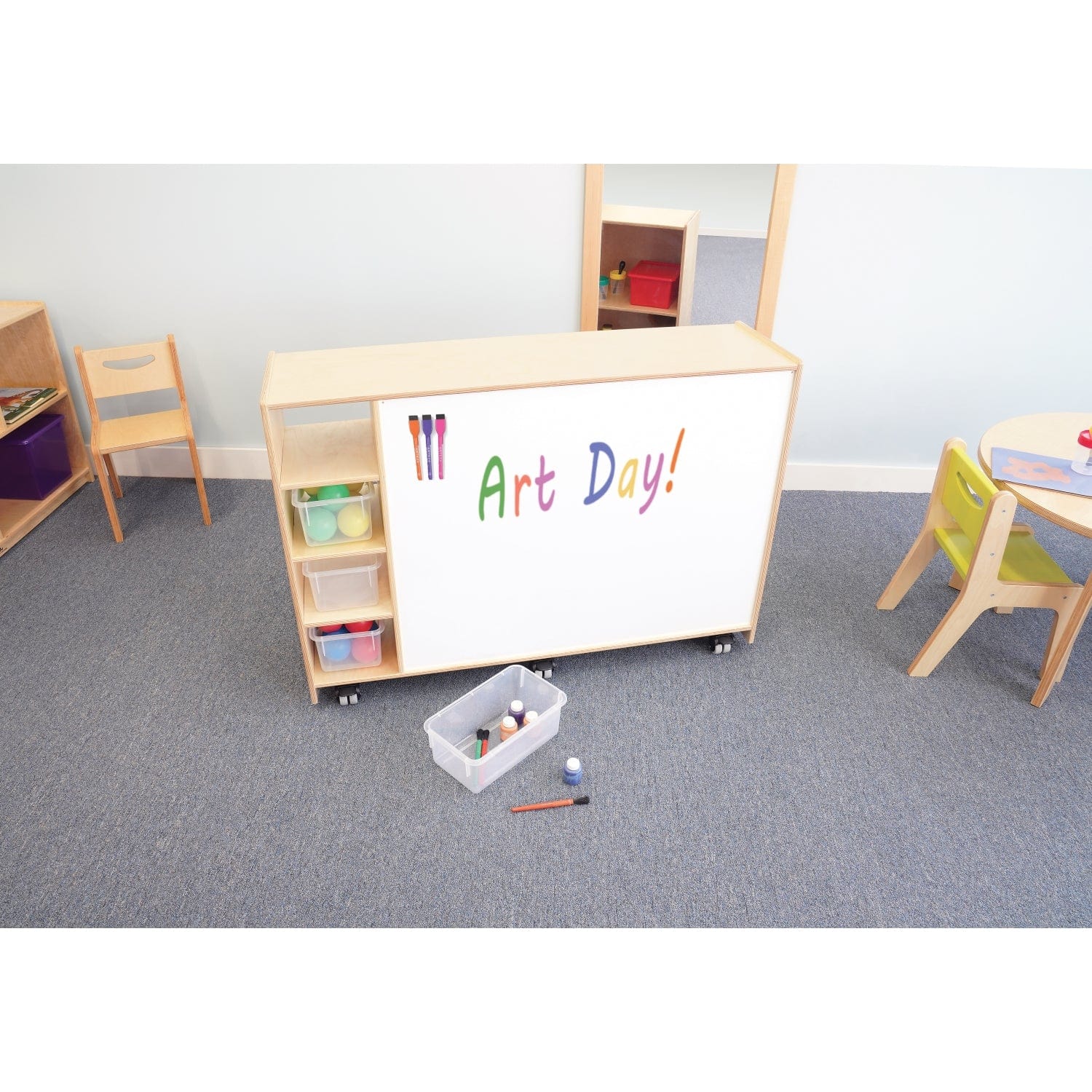 Magnetic Write and Wipe Mobile Cabinet - Whiteboard Storage Organizer for Office, Classroom & Home Use