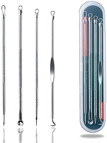 Professional Blackhead Remover Tweezers Kit - 4-Piece Acne Pimple Comedone Extractor Tool Set for Face & Nose Blackhead Removal - Perfect for Skincare Routine & Spa Treatments