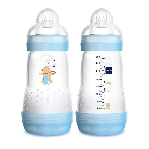 MAM Easy Start Anti-Colic Baby Bottles (2 Pack) - Reduce Gas & Colic, Easy Breast to Bottle Transition, BPA-Free for Babies 4+ Months - Perfect for Feeding, Travel & Daycare Use