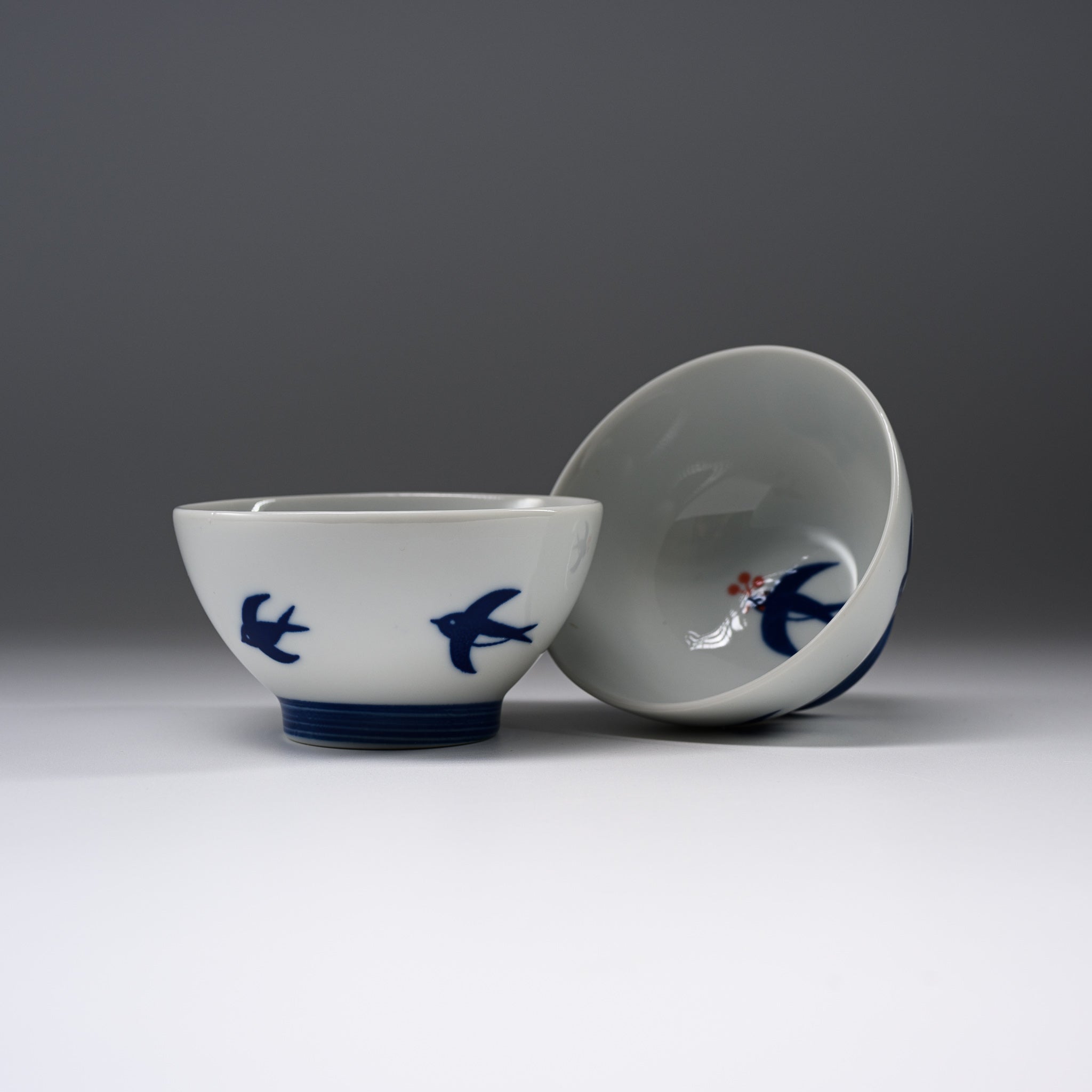 Handcrafted Mino Ware Swallow Pair Rice Bowl Set - Japanese Ceramic Tea Bowl for Sushi, Rice & Soup - Perfect for Home Dining, Gifts & Japanese Tea Ceremony