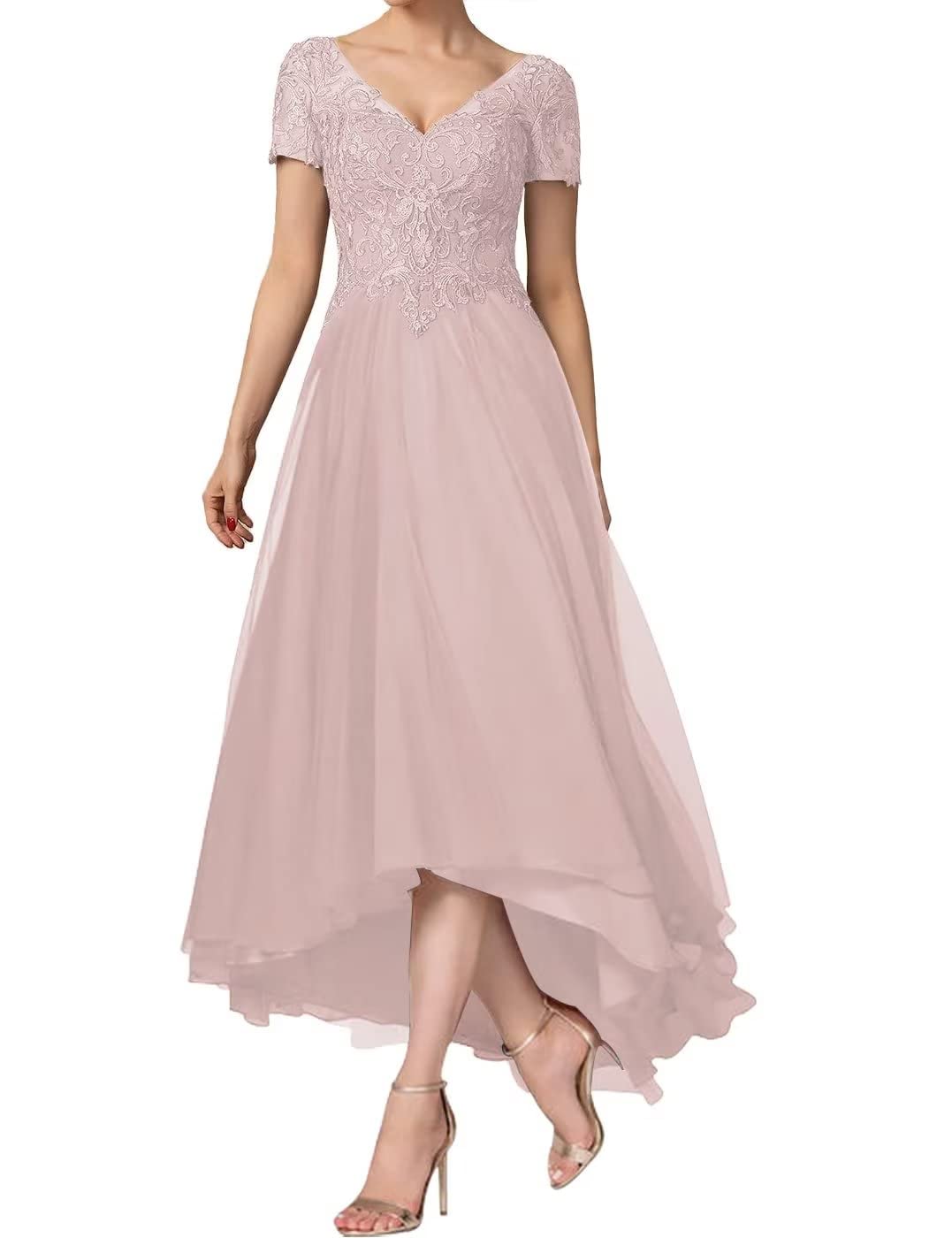 Elegant V-Neck A-Line Lace Applique Mother of the Bride Dress - Formal Evening Gown for Wedding Guest, Special Occasions & Black Tie Events