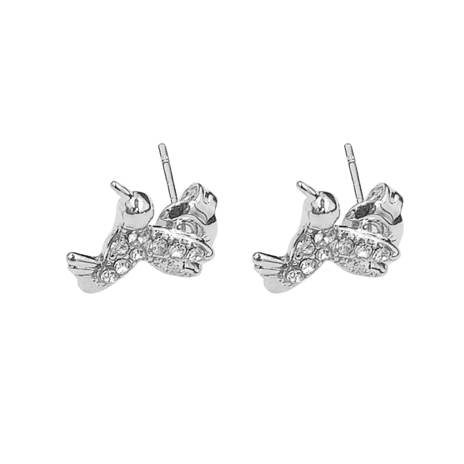 Stylish Stud Women's Earrings Set - Red Thread & Zircon Hummingbird Earrings, Real Silver Hoops | Perfect for Parties, Weddings & Everyday Wear