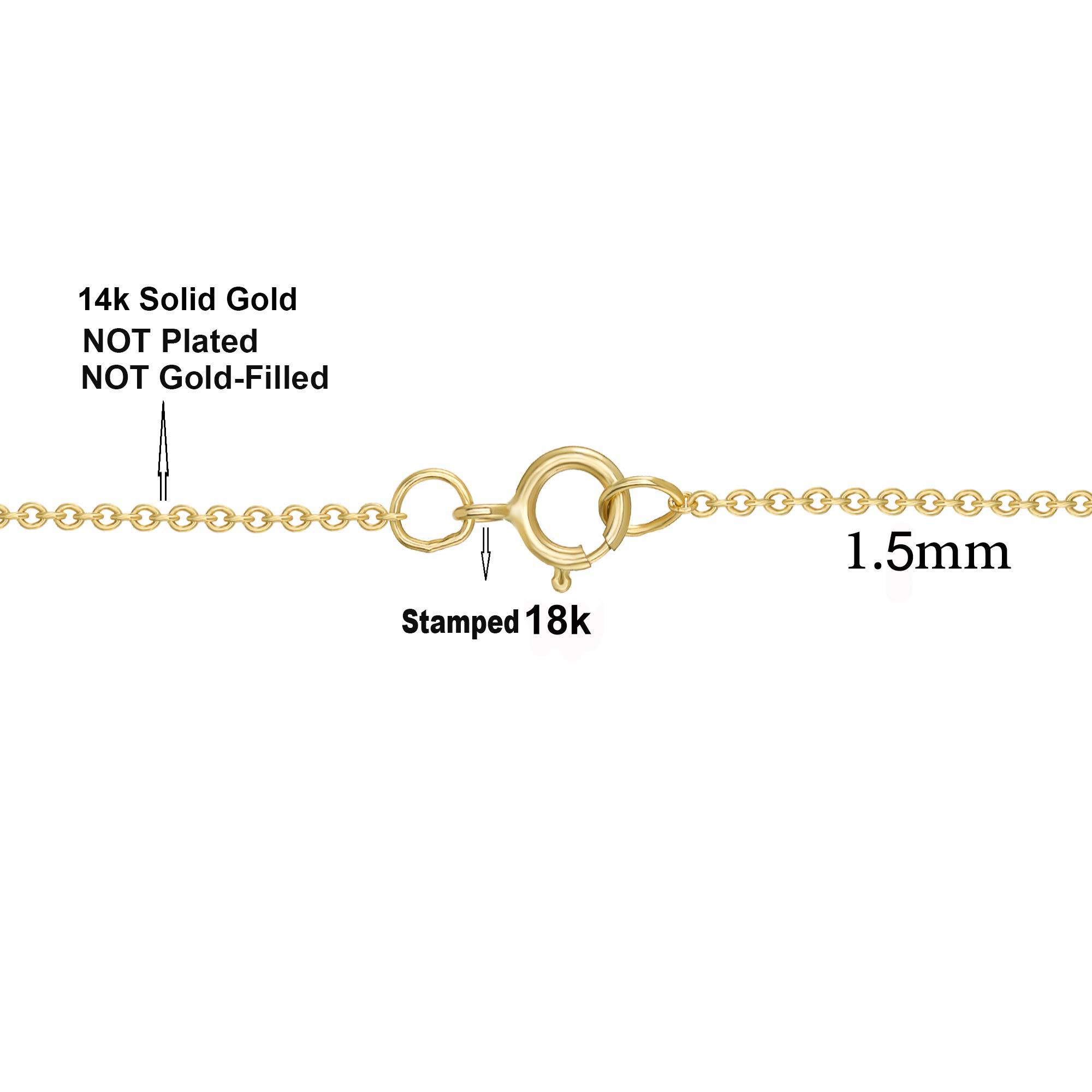 18K Solid Yellow Gold Round Cable Chain Necklace for Women - Dainty Minimalist Jewelry Gift in 16