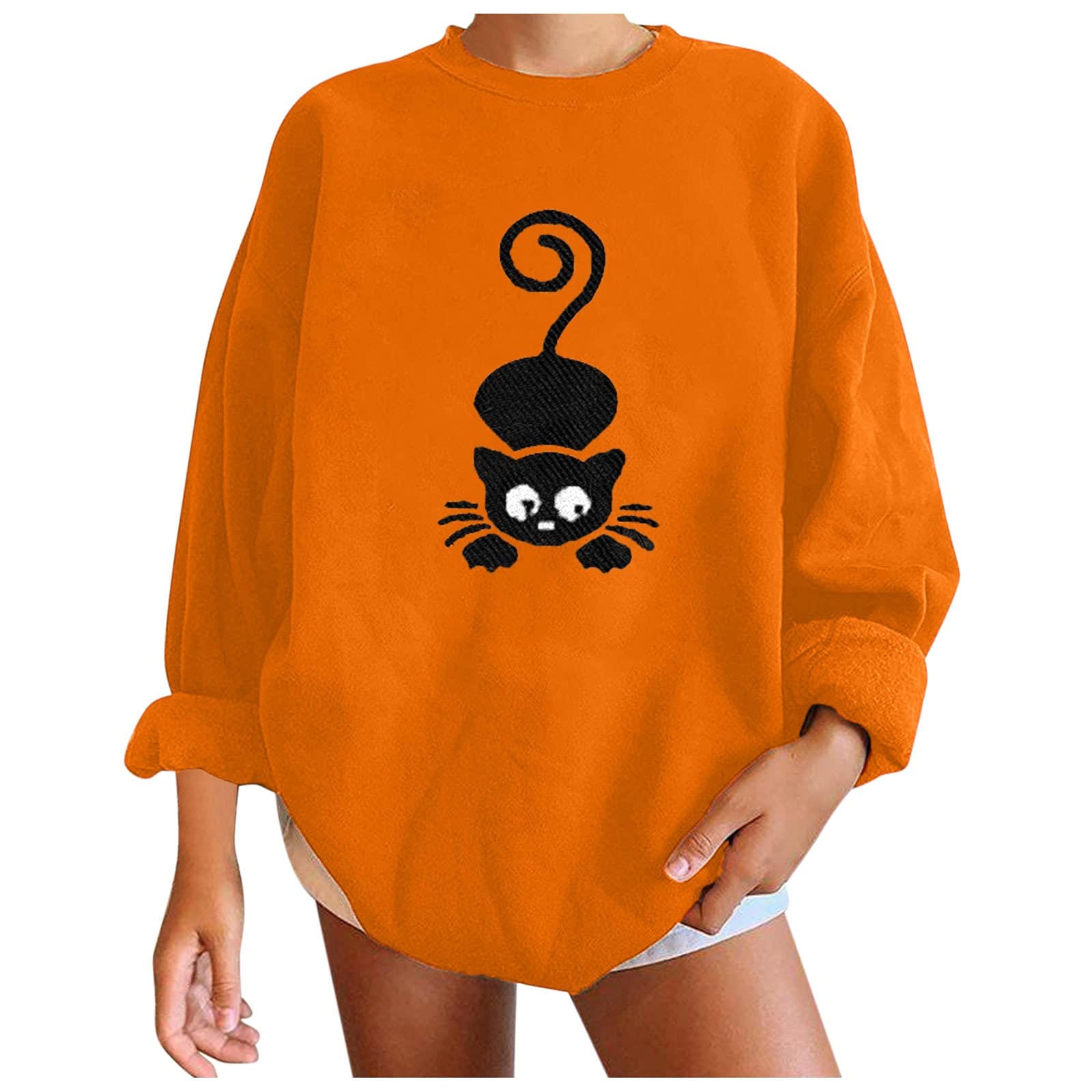 Women's Oversized Printed Long Sleeve Casual Sweatshirt - Loose Fit Comfortable Top for Everyday Wear, Street Style & Lounge Outfits