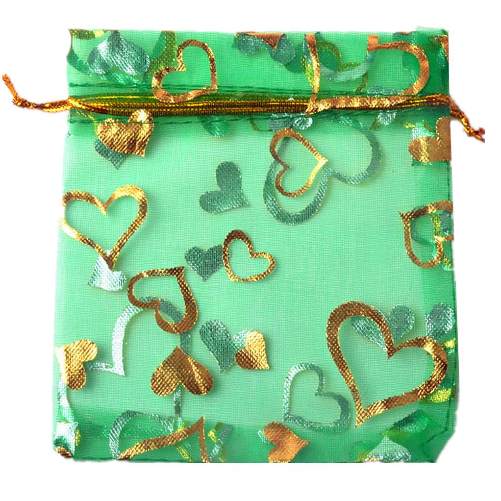 100pcs Green Organza Wedding Favor Bags 3
