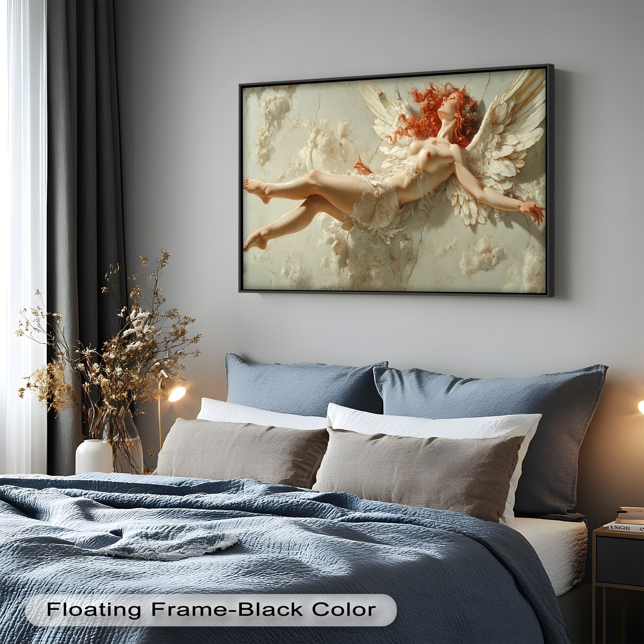 Ascension of the Flame - Mythological Angel Oil Painting Wall Art for Home Decor, Living Room, Bedroom & Office