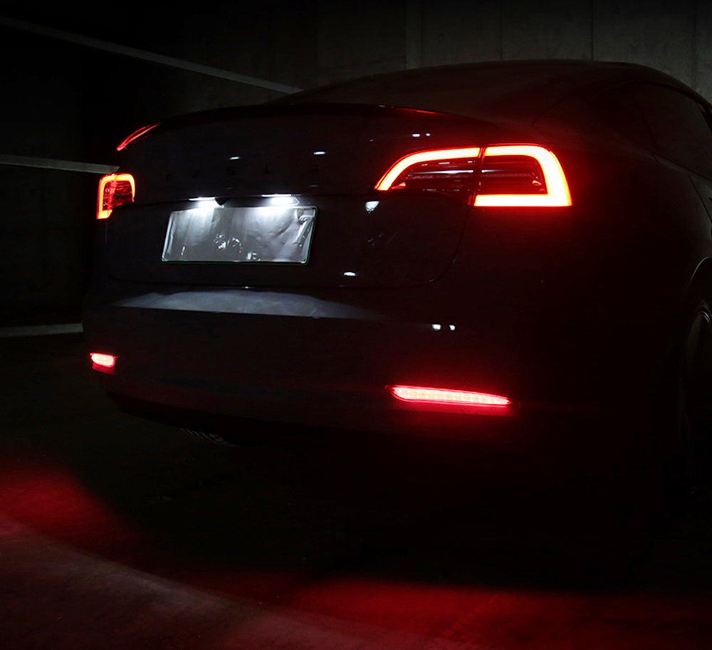 Dark Smoked Lens 24 LED Rear Bumper Reflector Lights for Tesla Model 3 - Enhanced Safety & Style for Night Driving & Custom Car Modifications