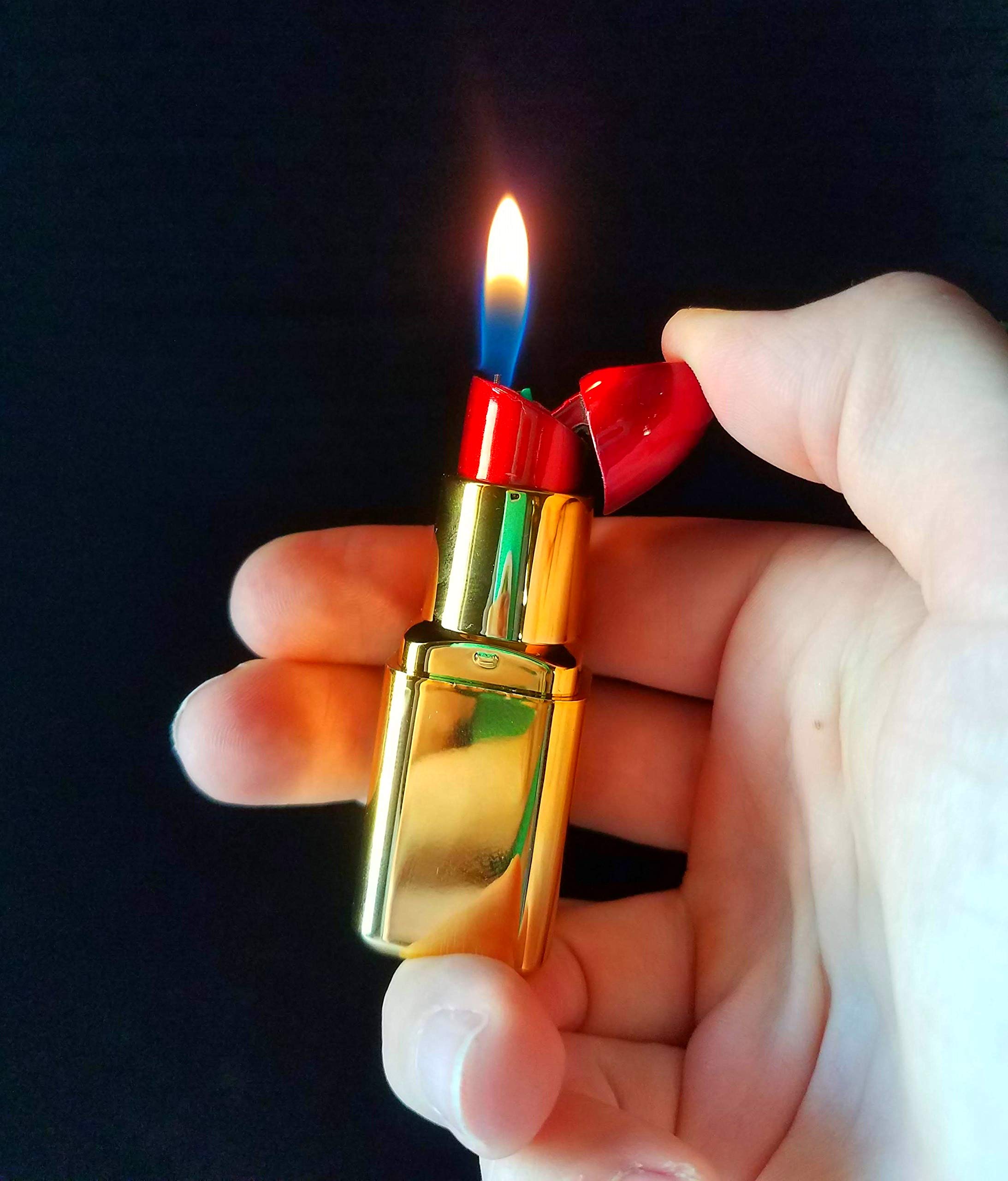 Collectible Lipstick Lighter - Refillable Butane Lighter for Women (Blue) | Perfect Gift & Fashion Accessory