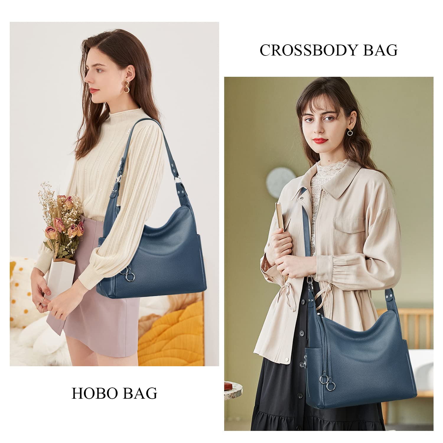 Genuine Leather Hobo Bags for Women - Stylish Shoulder & Crossbody Purse - Premium Handbags for Everyday Use, Work & Travel