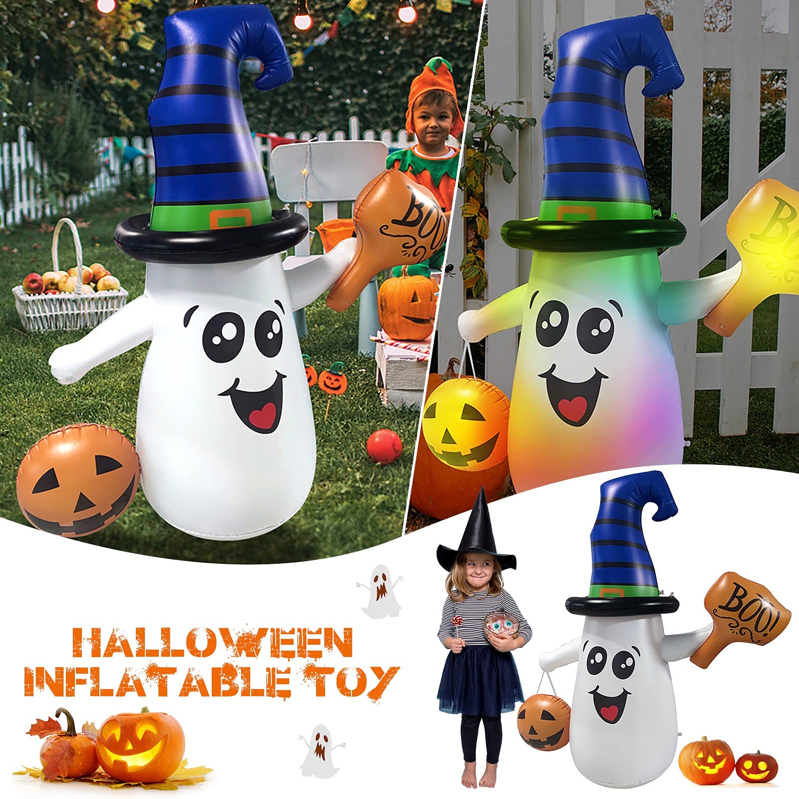 Spooky Halloween Inflatable Ghost Decor - Outdoor & Indoor Holiday Yard Decorations for Garden, Lawn, Party | Haunted House & Halloween Party Decor