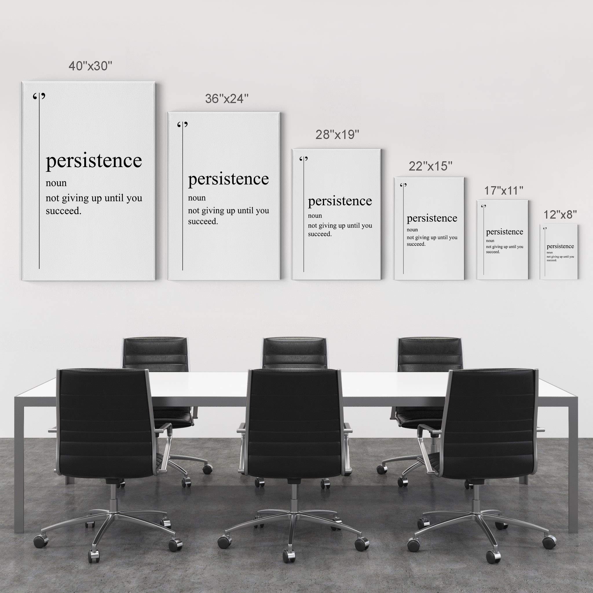 Persistence Definition Black & White Motivational Canvas Wall Art - Inspirational Dictionary Art Print for Office & Home Decor - Ready to Hang 36x24 - Perfect Gift for Entrepreneurs & Professionals - Ideal for Living Rooms, Home Offices & Workspaces