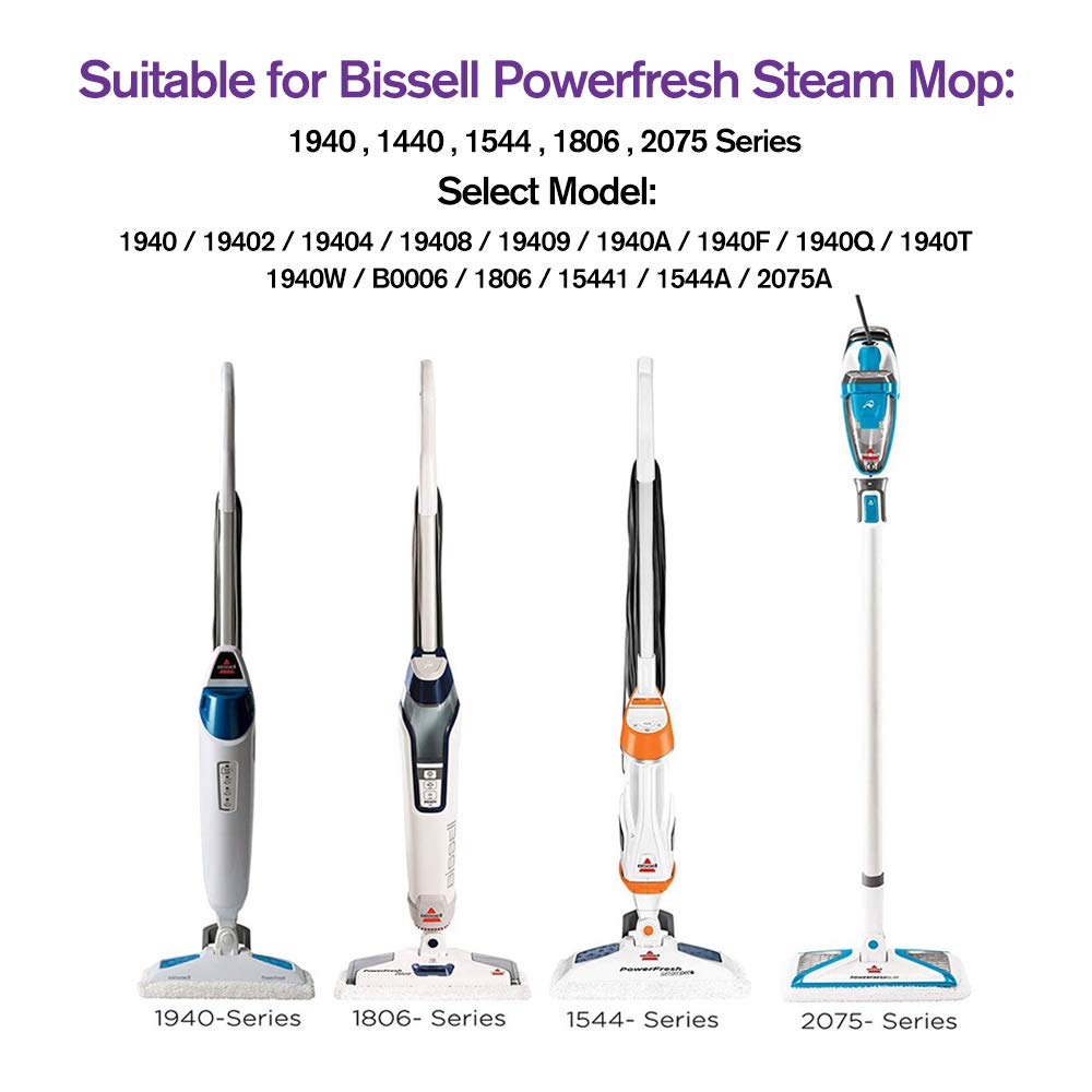 4 Pack Compatible Bissell Steam Mop Pads for PowerFresh 1806, 1544, 1440, 2075A, 2685A - Model 1940 Series (19402, 19408, 1940a, 1940f, 1940q, 1940t) - Replacement Part #5938 #203-2633 - Perfect for Deep Cleaning Floors, Tiles, and Hardwood Surfaces