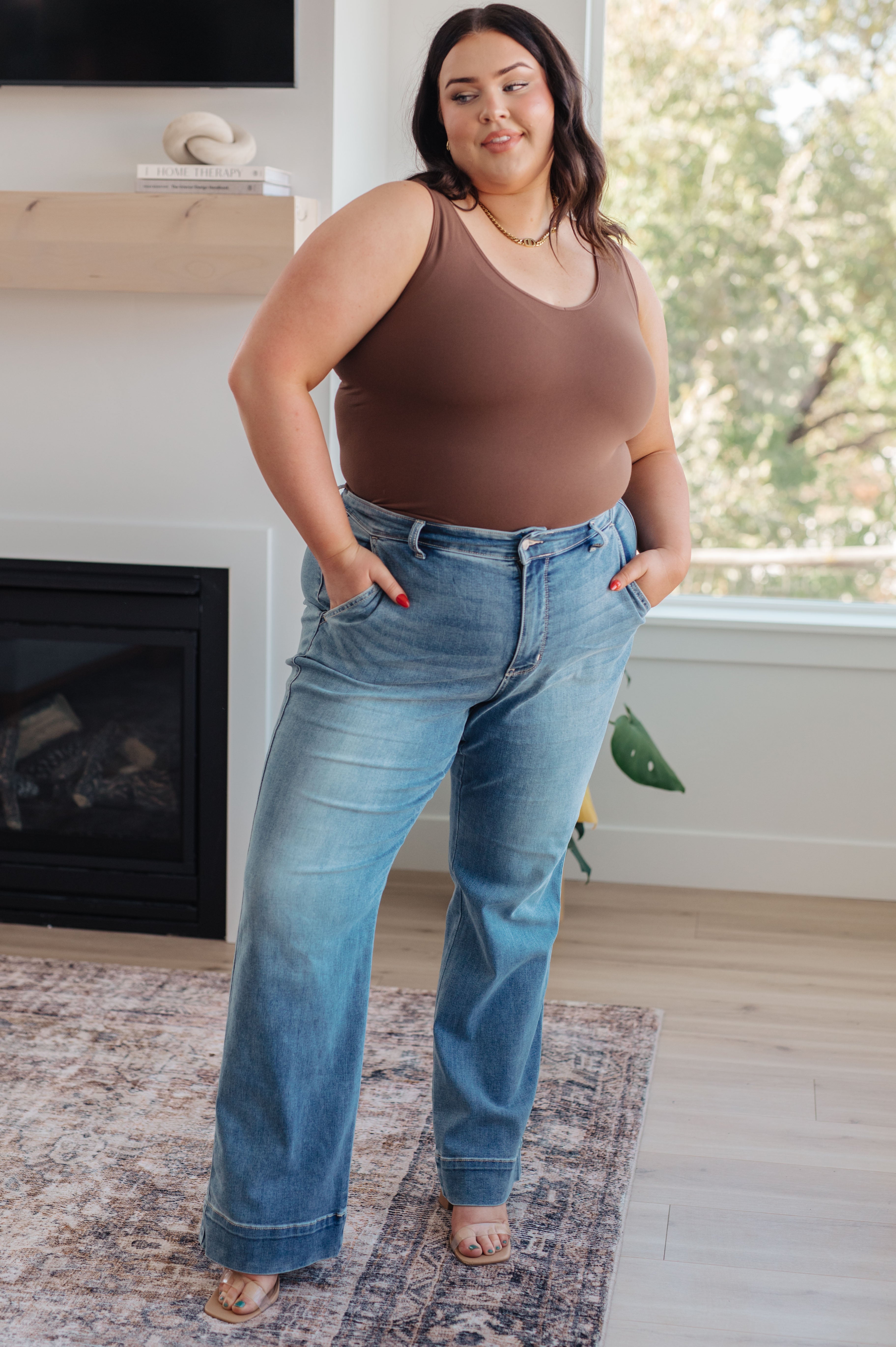Mindy Mid Rise Wide Leg Jeans for Women - Comfortable Stretch Denim Pants, Casual & Trendy High Waist Trousers - Perfect for Office, Travel, and Everyday Wear