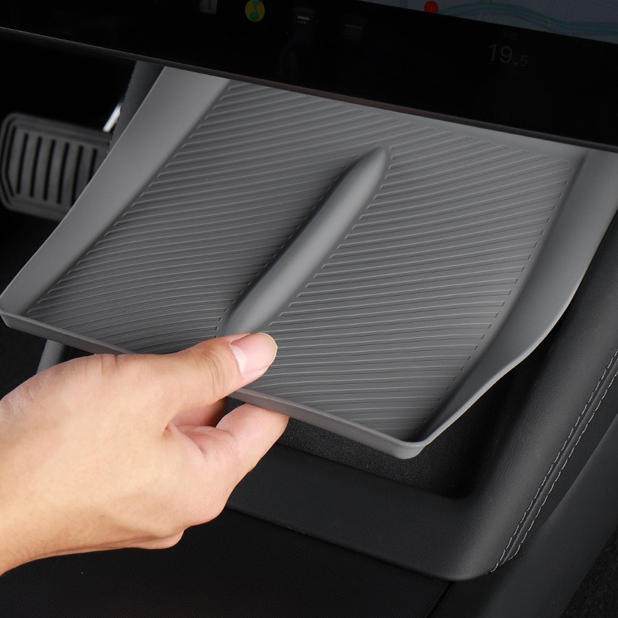 Premium Silicone Anti-Slip Dock Liners for Tesla Model 3 & Model Y (2025+) - Non-Slip Charging Pad Protector & Phone Holder for Safe Driving & Organized Car Interior