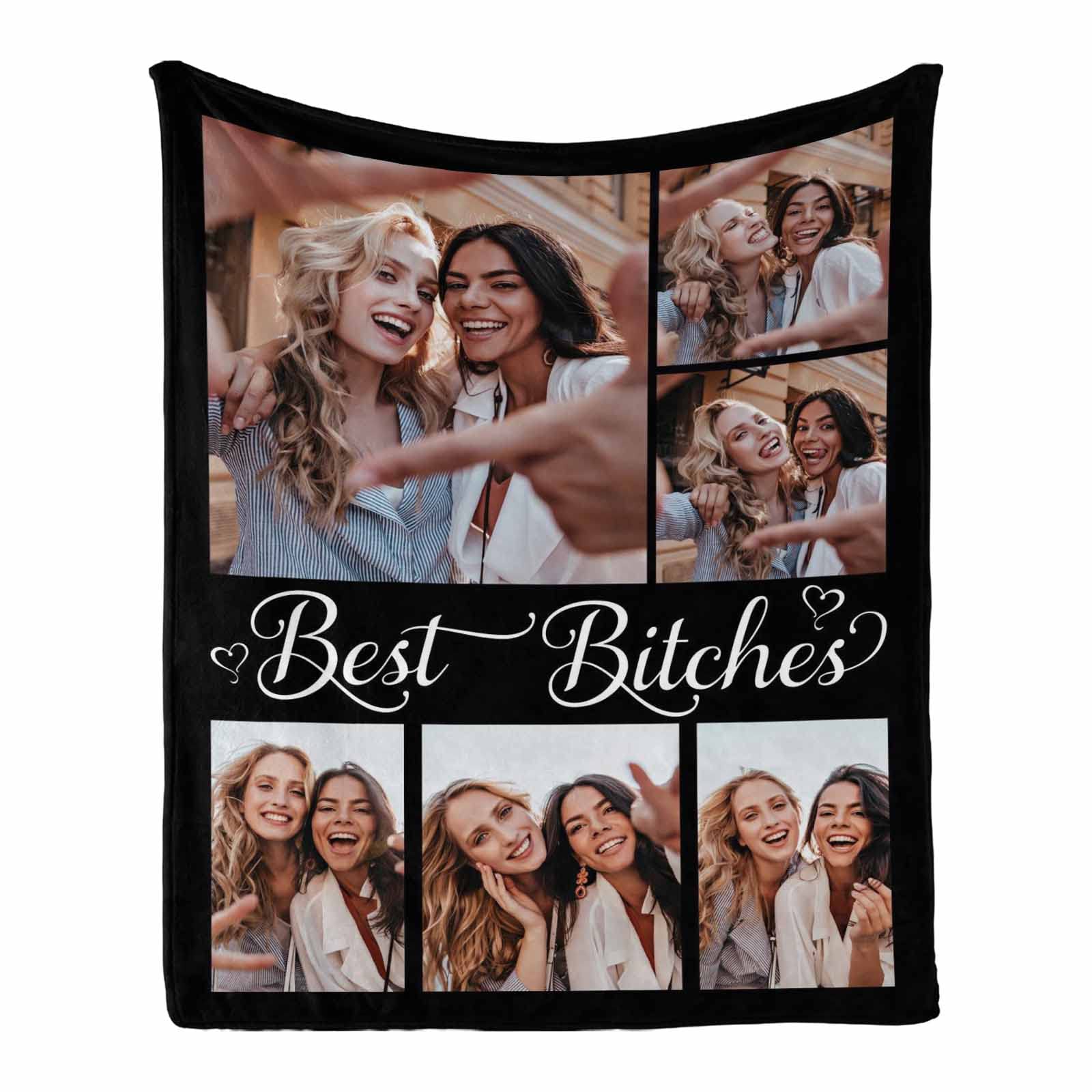 Custom Best Friend Photo Blanket - Personalized Throw Blanket with Your Own Pictures - Unique Gift for Women, Besties, Sisters & Teen Girls - 70