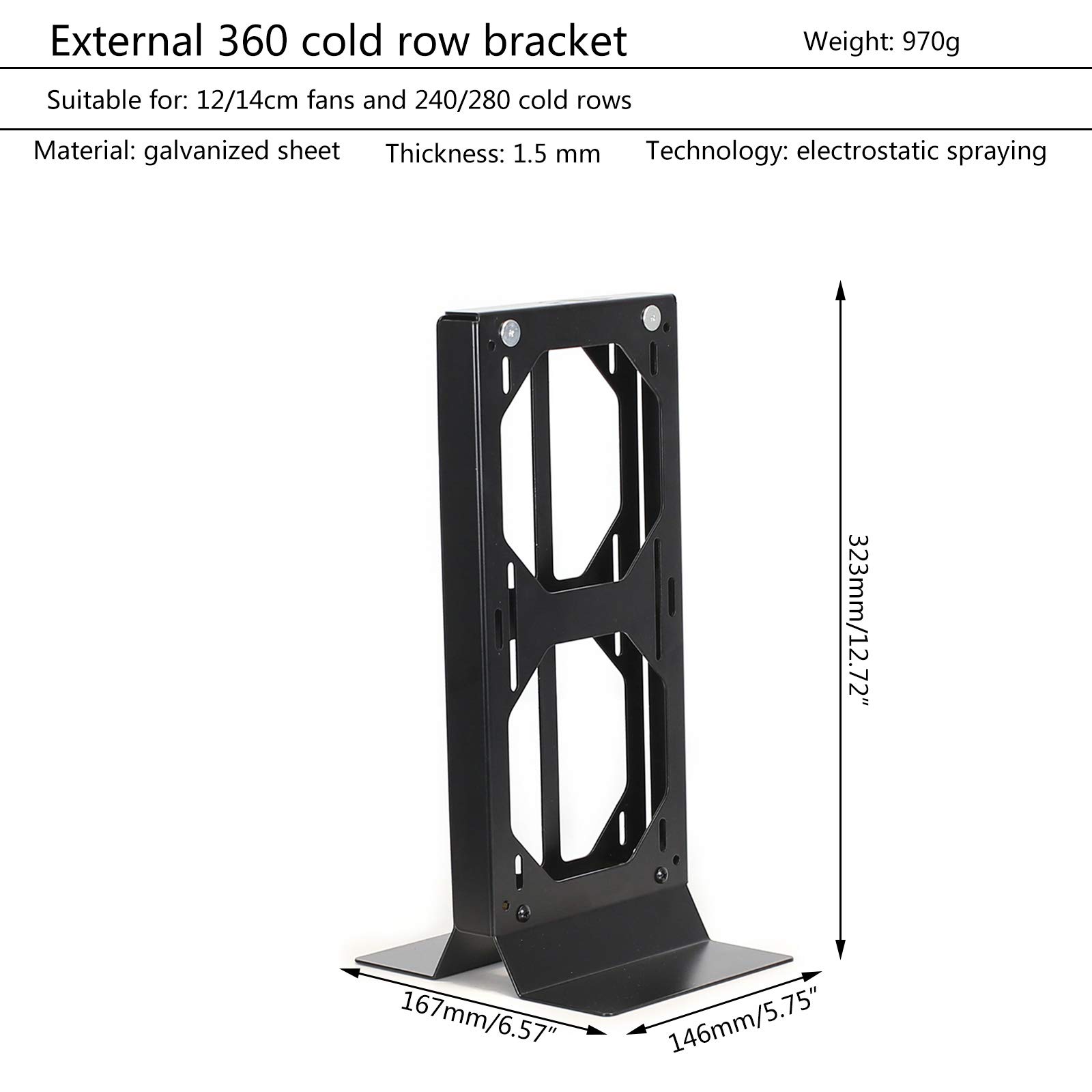 Tebatu External Water Cooling Dock Bracket for ITX Computer Case - Laptop Cooler Radiator for Enhanced Gaming and Workstation Performance