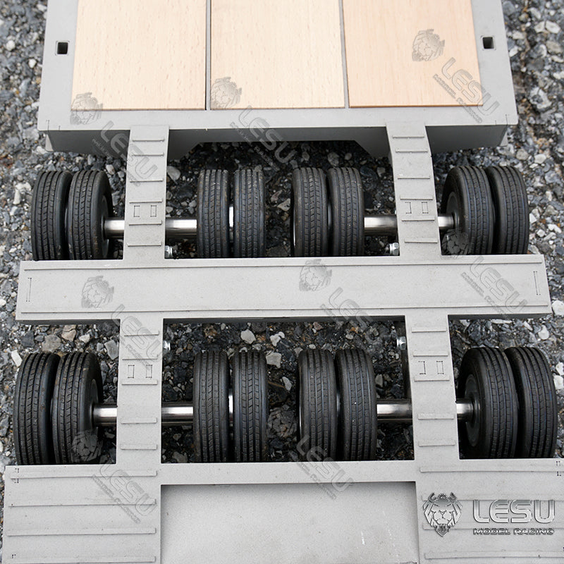 LESU 872MM Metal & Wood 4-Axle Trailer for 1/14 RC TAMIYA Tractor Truck - DIY Model Cars with Fast Shipping - Perfect for RC Construction Simulation and Heavy Haulage Scenes