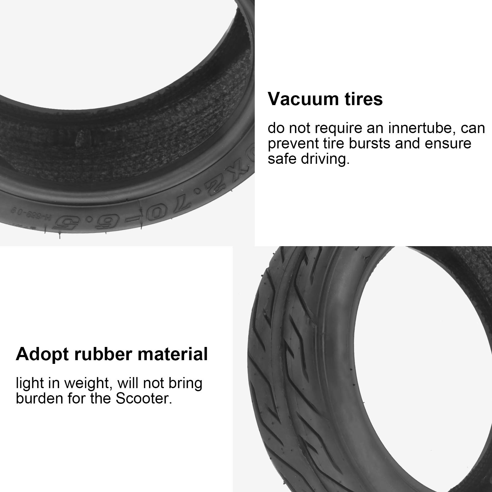 10x2.70-6.5 Electric Scooter Tires - Vacuum Rubber Wheel Replacement for Balance Scooters | Durable & Shock-Absorbing | Perfect for Commuting, Urban Travel & Last-Mile Transportation