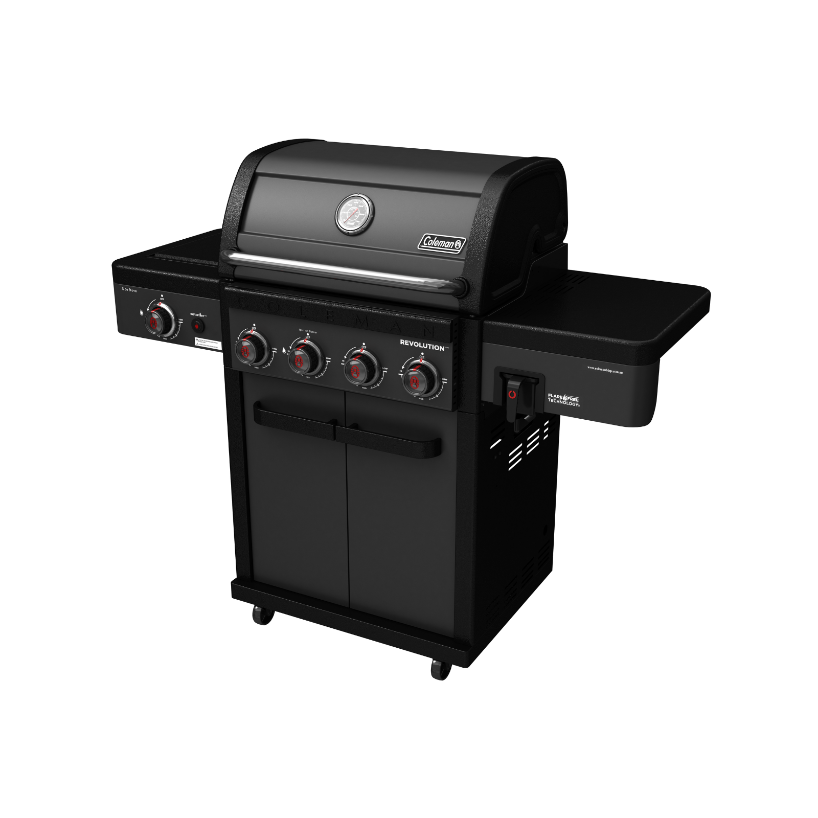 Coleman Revolution 4-Burner Propane Gas Grill with Side Burner - Black Matte Finish | Perfect for Backyard BBQs, Camping & Outdoor Cooking | REV4BMA