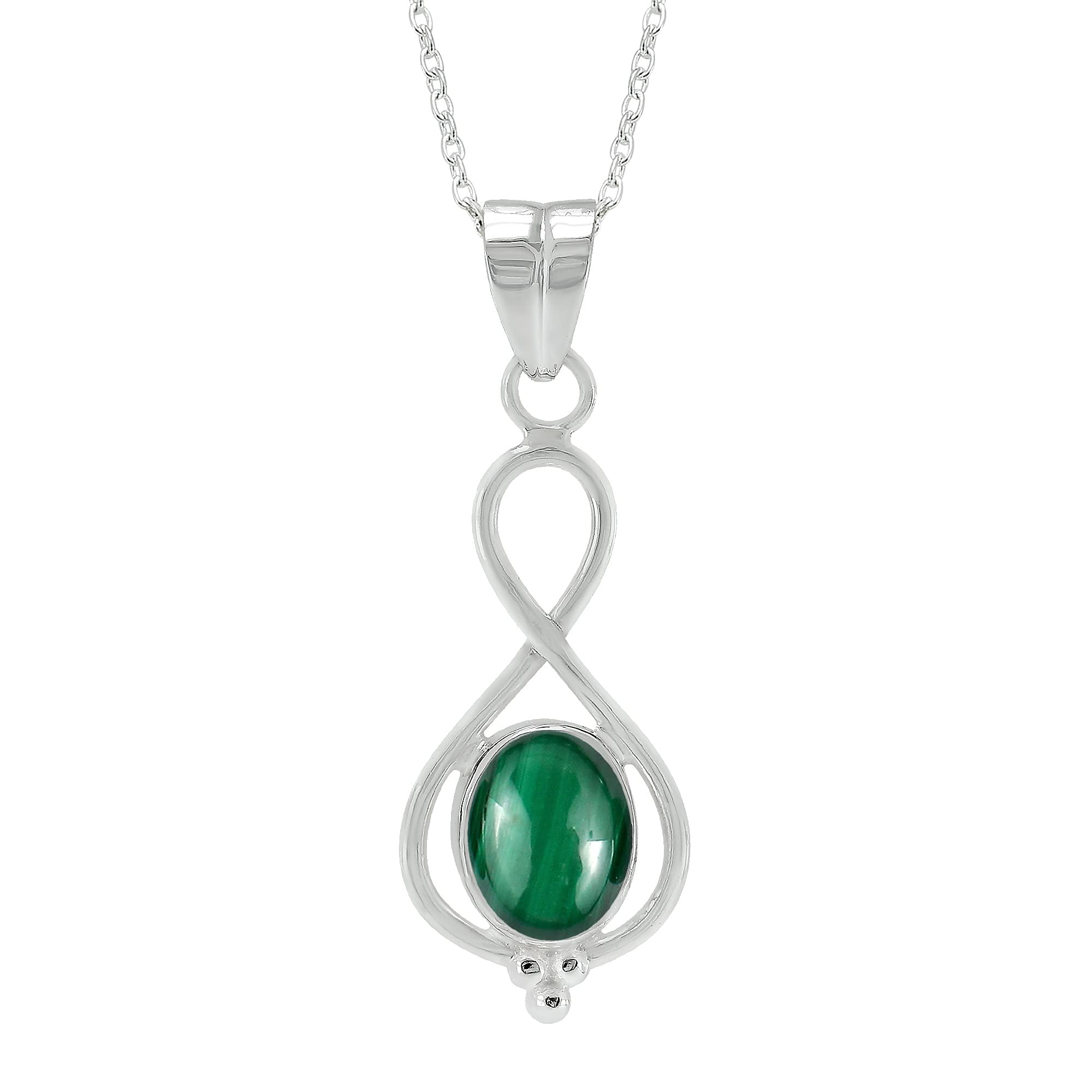 Silver Gemstone Pendant Necklace for Women - 18 Inch Sterling Silver Oval Stone Necklace Jewelry Gift for Her, Perfect for Birthday, Anniversary & Special Occasions