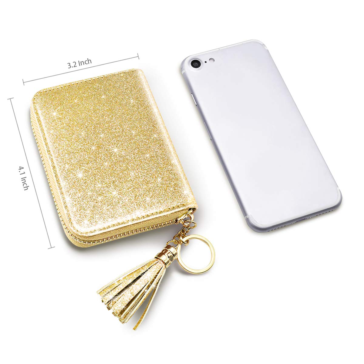 Stylish RFID Blocking Glitter Credit Card Holder for Women - Compact & Secure Small Wallet for Credit Cards, ID & Cash - Perfect for Travel, Shopping & Everyday Use