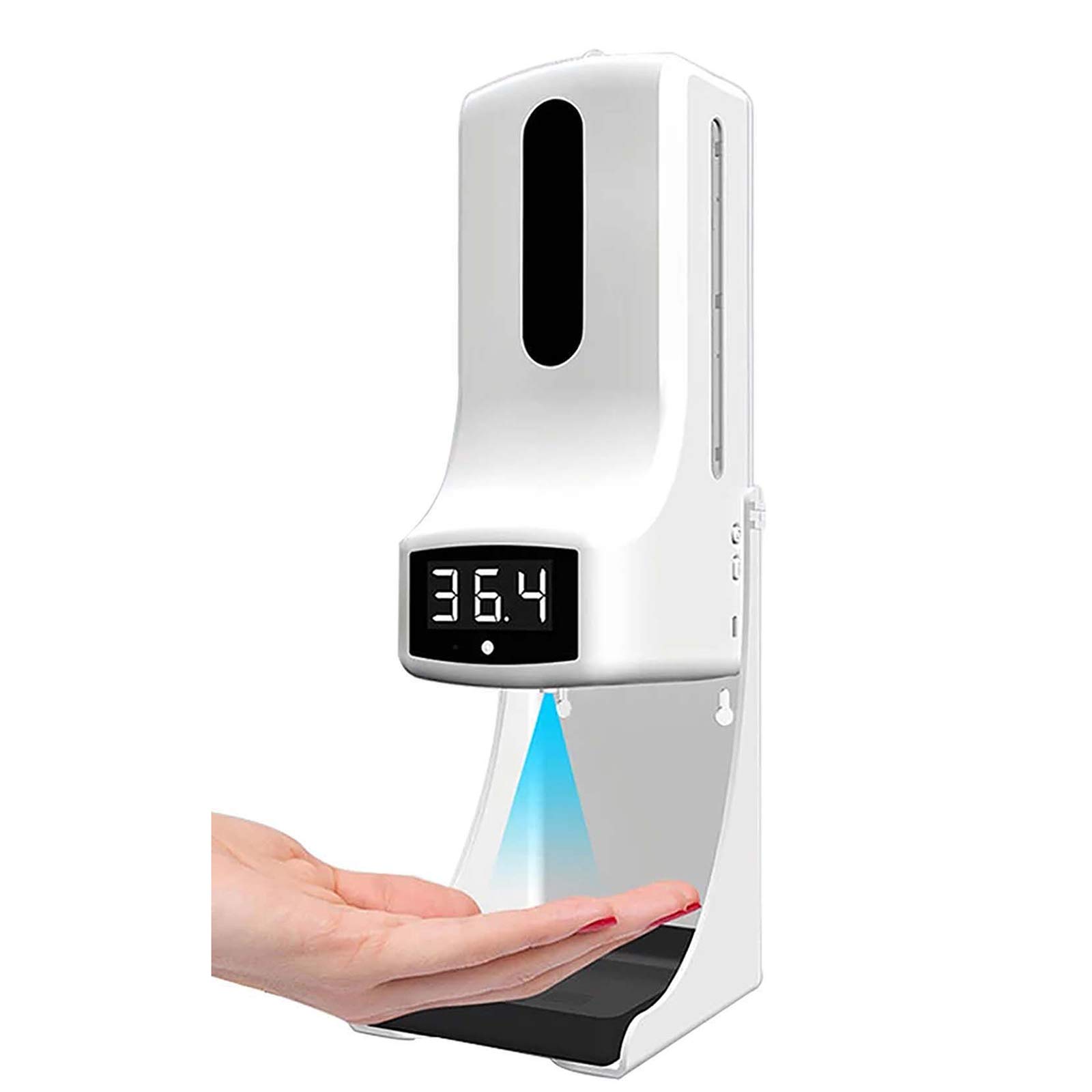 Automatic Hand Sanitizer Dispenser with Thermometer - Wall Mount & Tabletop Sanitizing Station, 1000ml Refillable Bottle, Voice Alert, Battery/USB Powered for Home, Office, School & Public Spaces