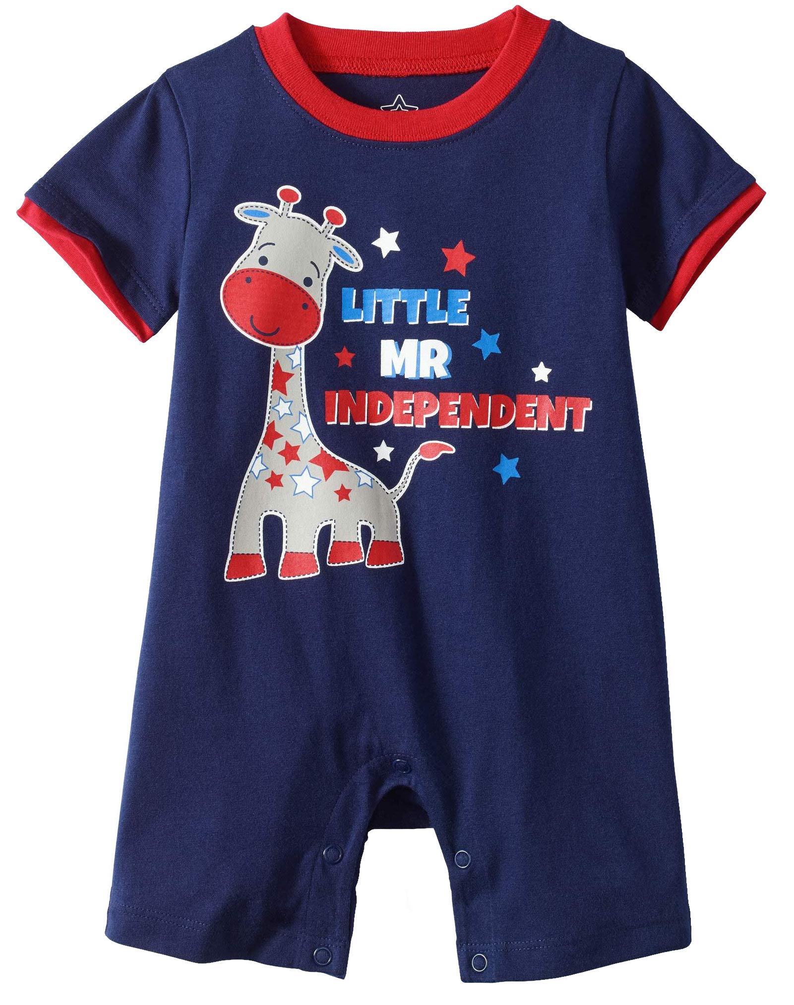 Americana Baby Boy Giraffe Little Mr Independent One Piece Romper - Cute Animal Print Outfit for Newborns & Infants | Perfect for Playtime, Photo Shoots & Special Occasions