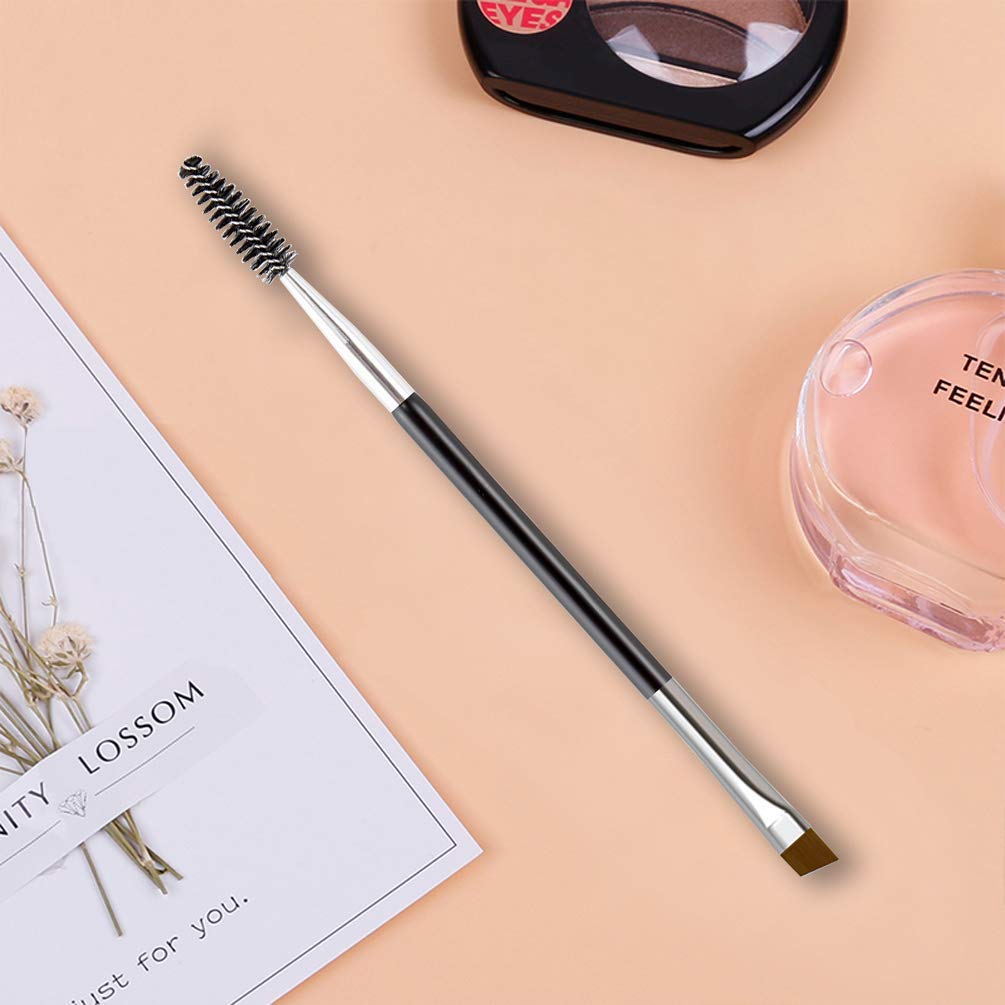 Professional Duo Eyebrow Brush with Angled Brow & Spoolie - Multicolor (Pack of 1) for Precise Eyebrow Shaping & Grooming - Perfect for Makeup Artists & Beauty Enthusiasts