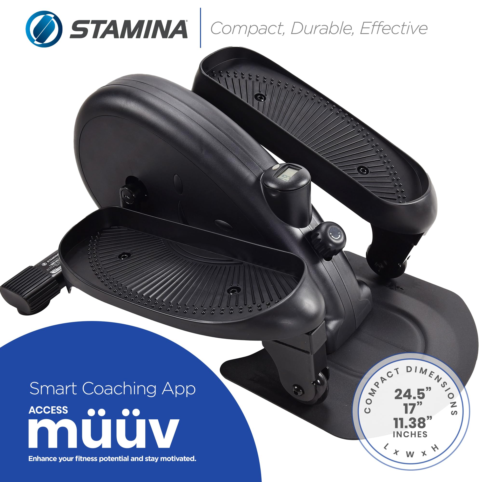 Stamina Inmotion Compact Strider Under Desk Elliptical Machine - Portable Foot Pedal Exerciser for Home & Office - Seated or Standing Low-Impact Workout Equipment for Fitness, Rehabilitation & Active Sitting